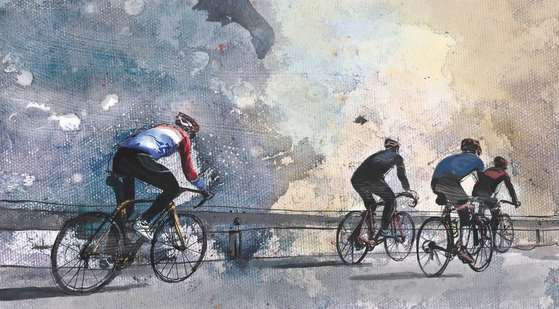 Bicycle Riders Art Wallpaper