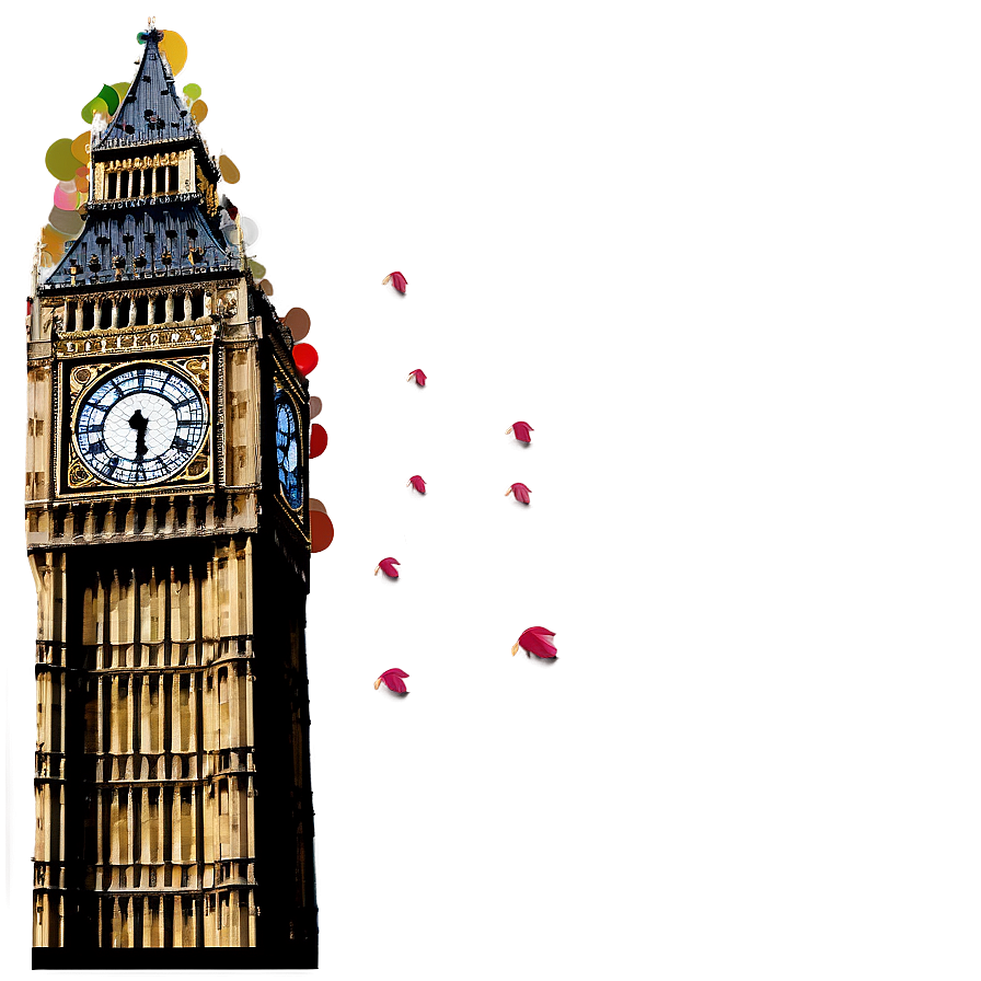 Big Ben And Autumn Leaves Png 06112024 PNG