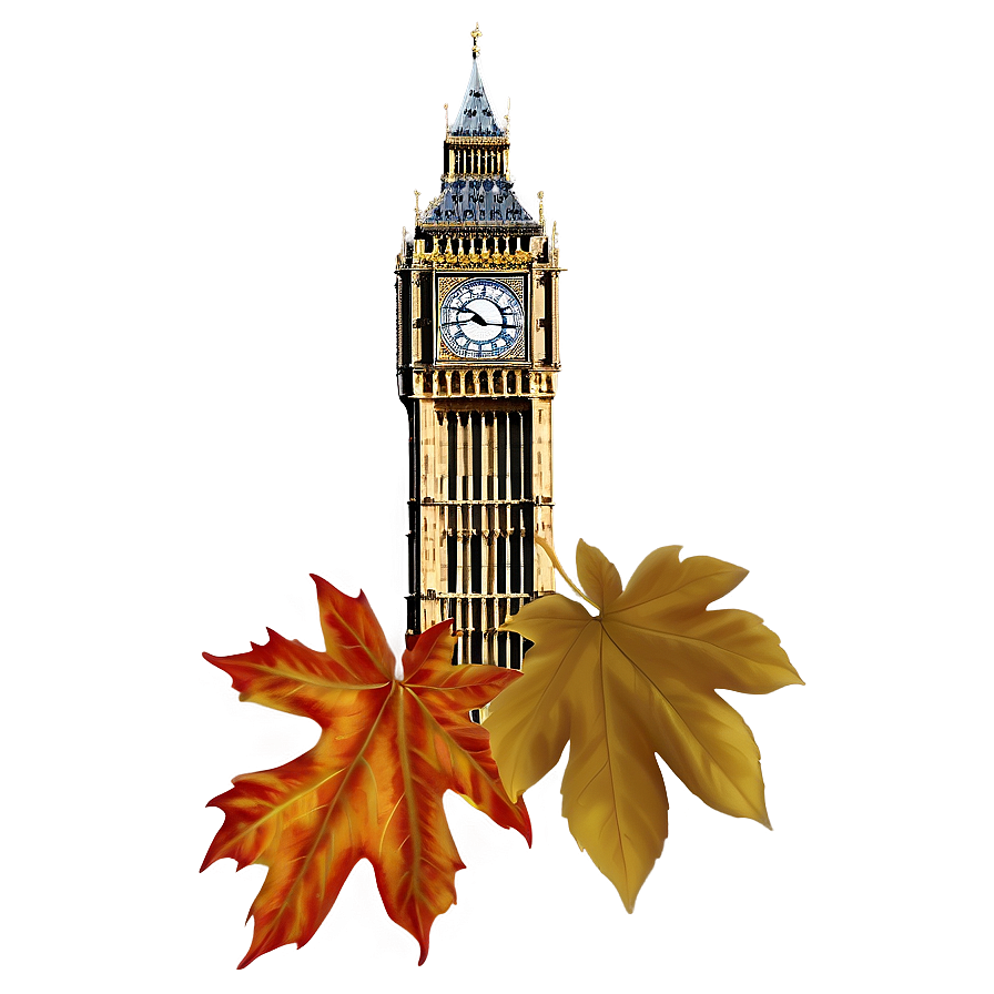 Big Ben And Autumn Leaves Png Fsp9 PNG