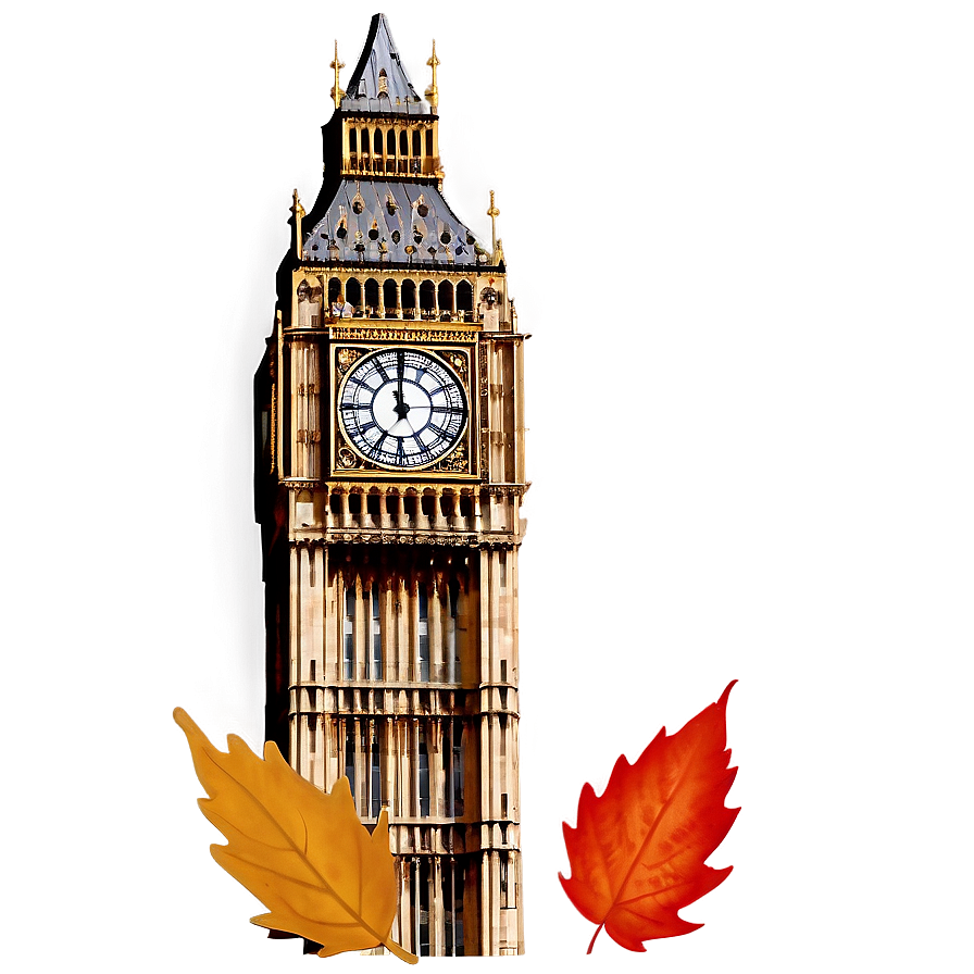 Big Ben And Autumn Leaves Png Oqt25 PNG