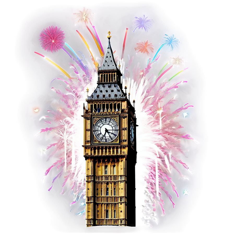 Big Ben With Fireworks Background Png Wdj62 PNG