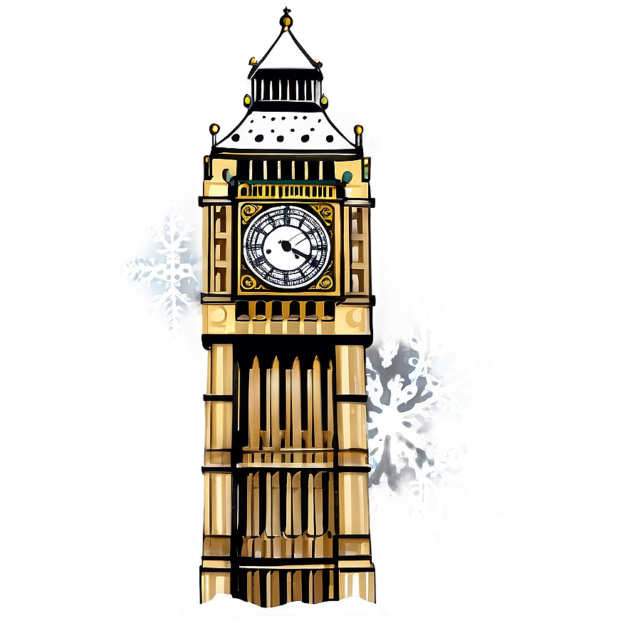 Big Ben With Snowflakes Png Njs80 PNG