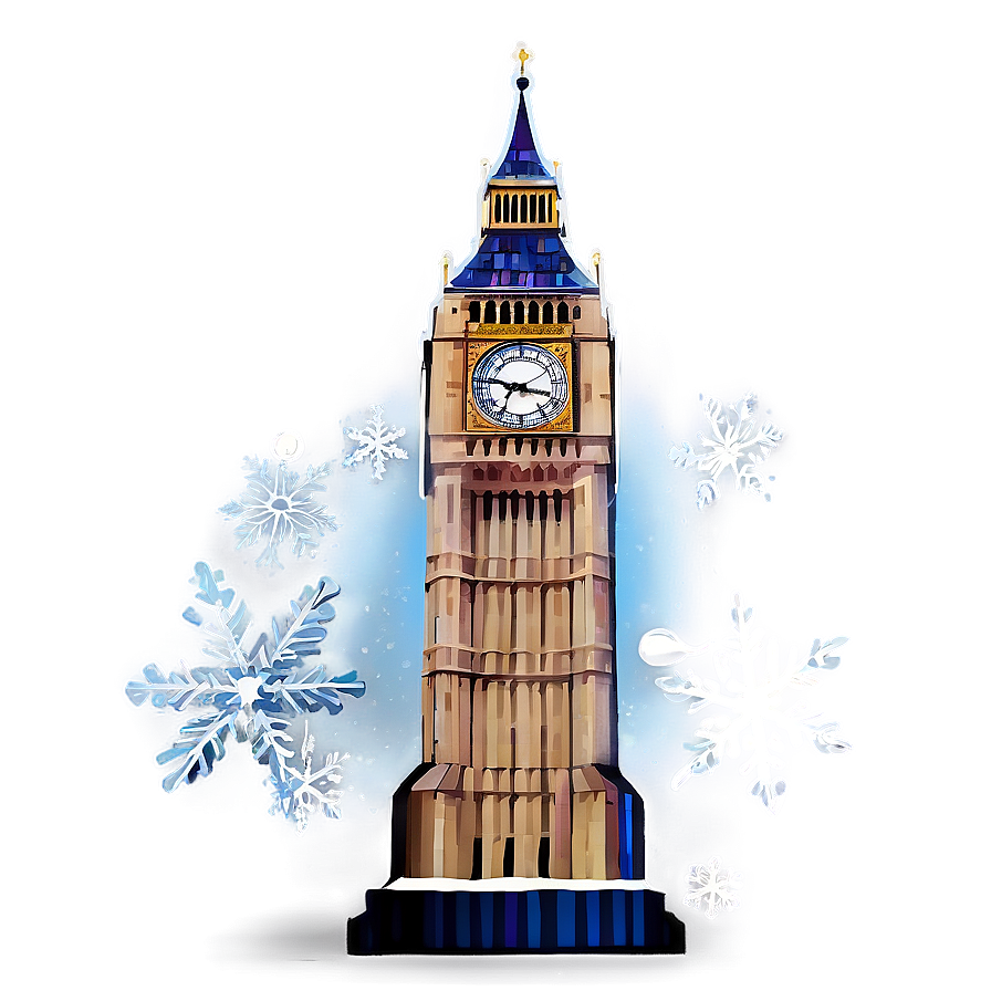 Big Ben With Snowflakes Png Ufp PNG