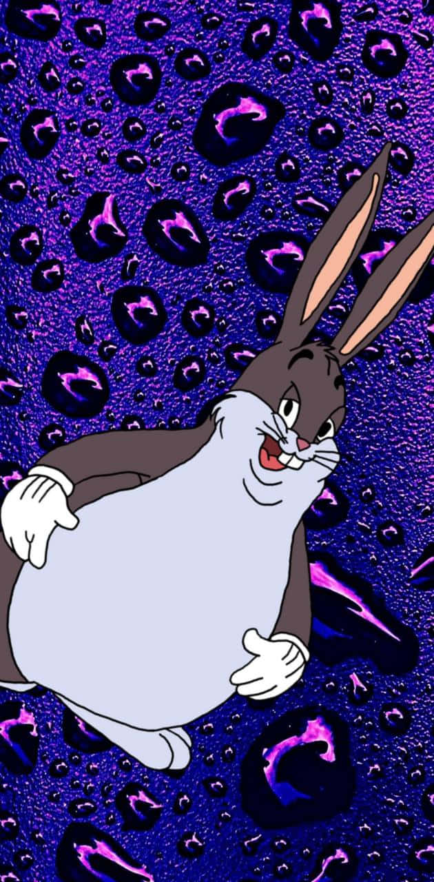 A Cartoon Rabbit Is Floating In A Purple Water Drop Wallpaper