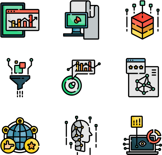 Big Data Concepts Icons Set PNG