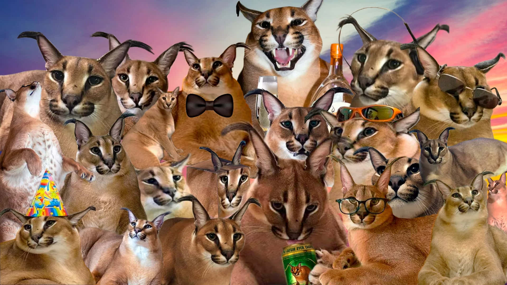 Big Floppa Caracal Party Collage.jpg Wallpaper