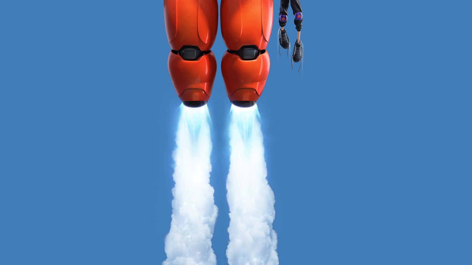 A Red Robot Flying Through The Air