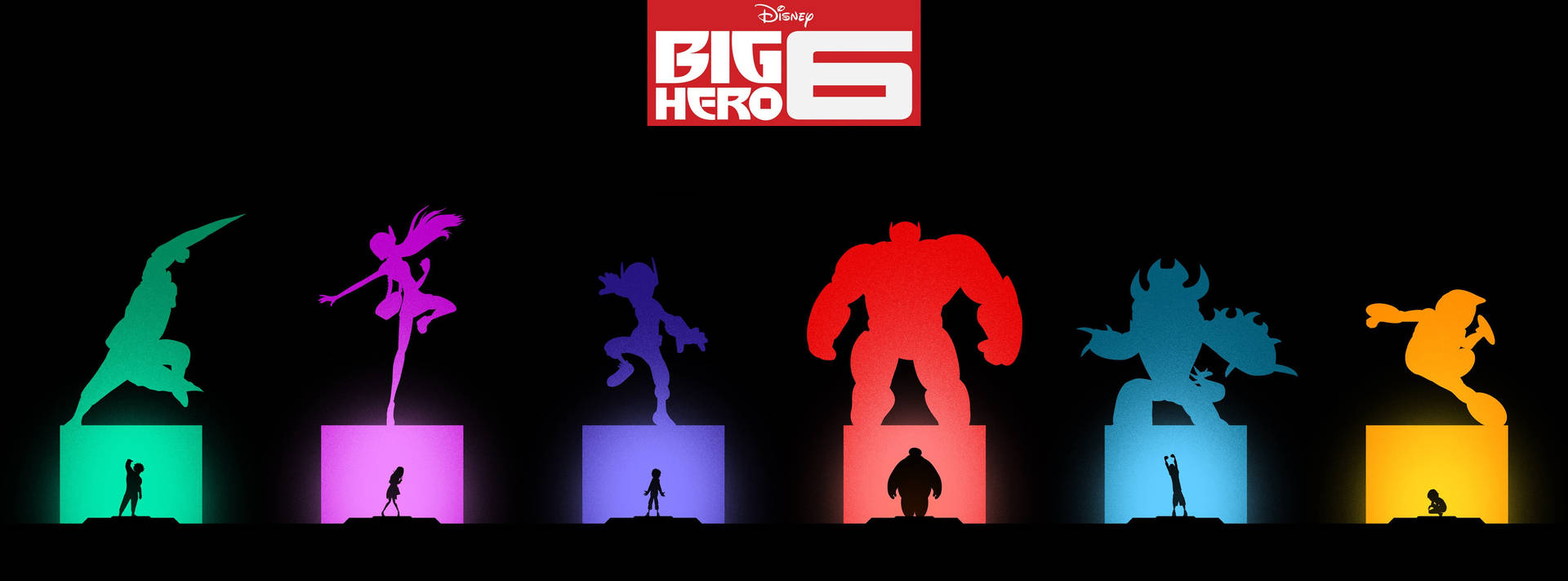 Store Farverige Silhuetter af Big Hero 6 Wallpaper