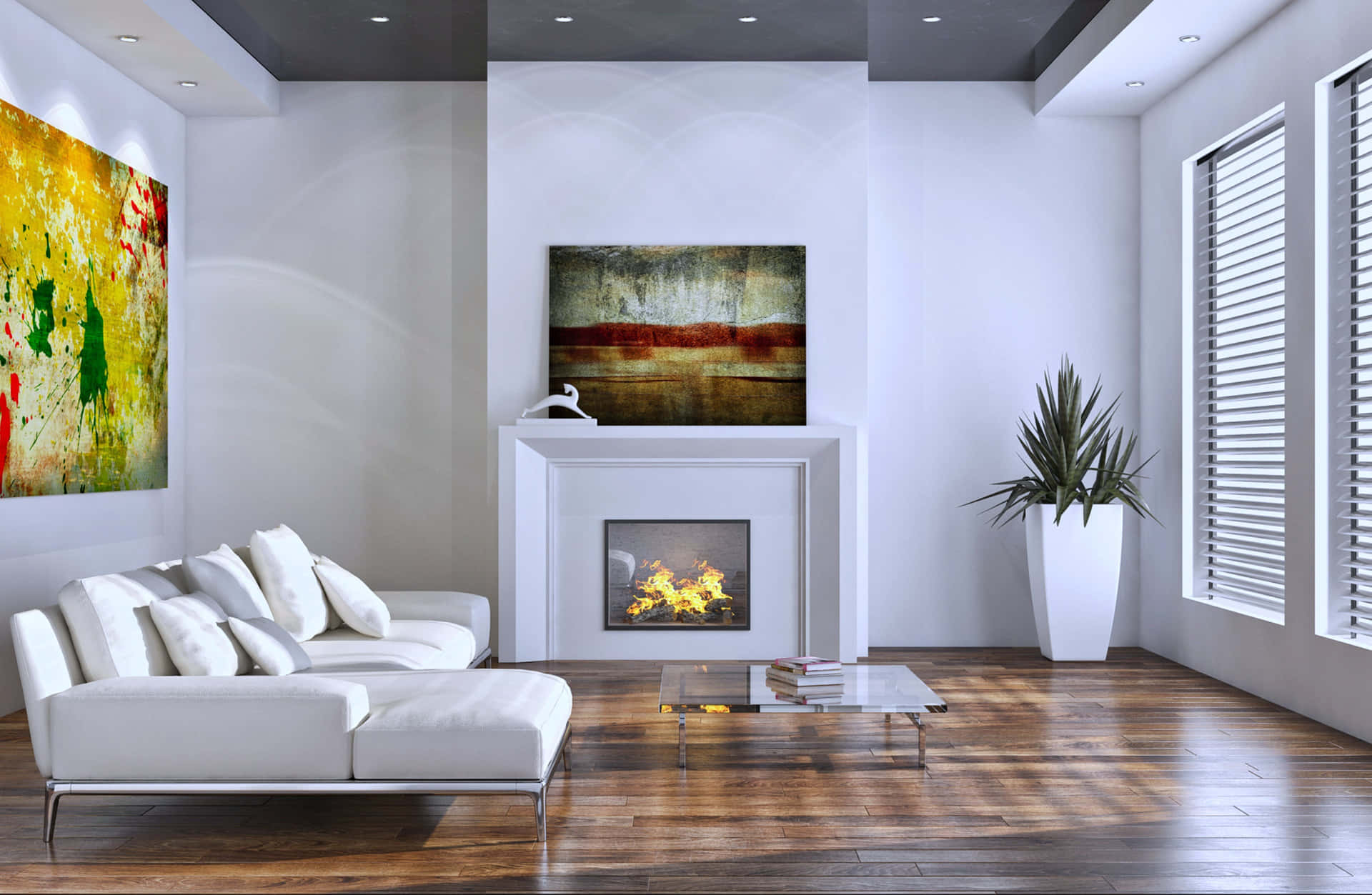 Download Big Living Room Simple House Interior Wallpaper 