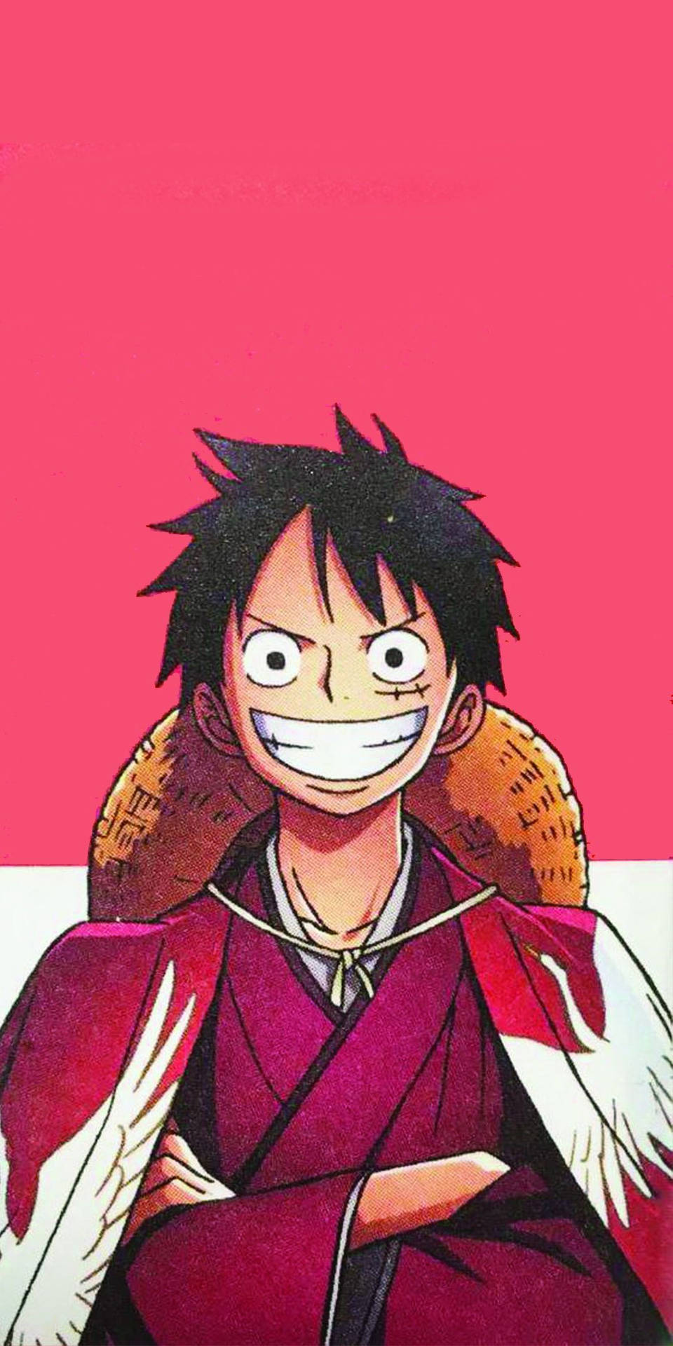 Big Luffy Smile On Red And White Background