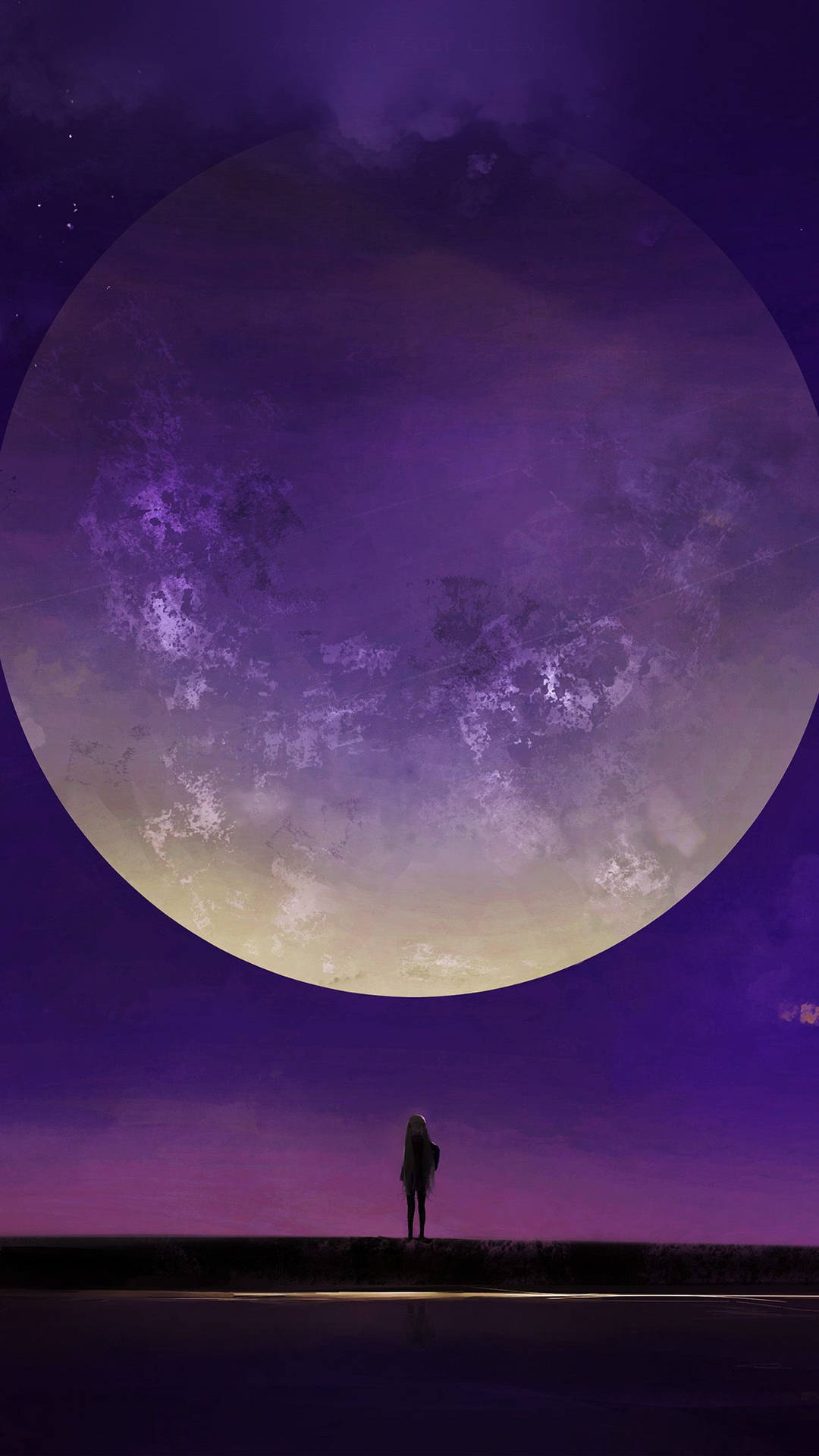 Big Moon Purple Anime Aesthetic Wallpaper