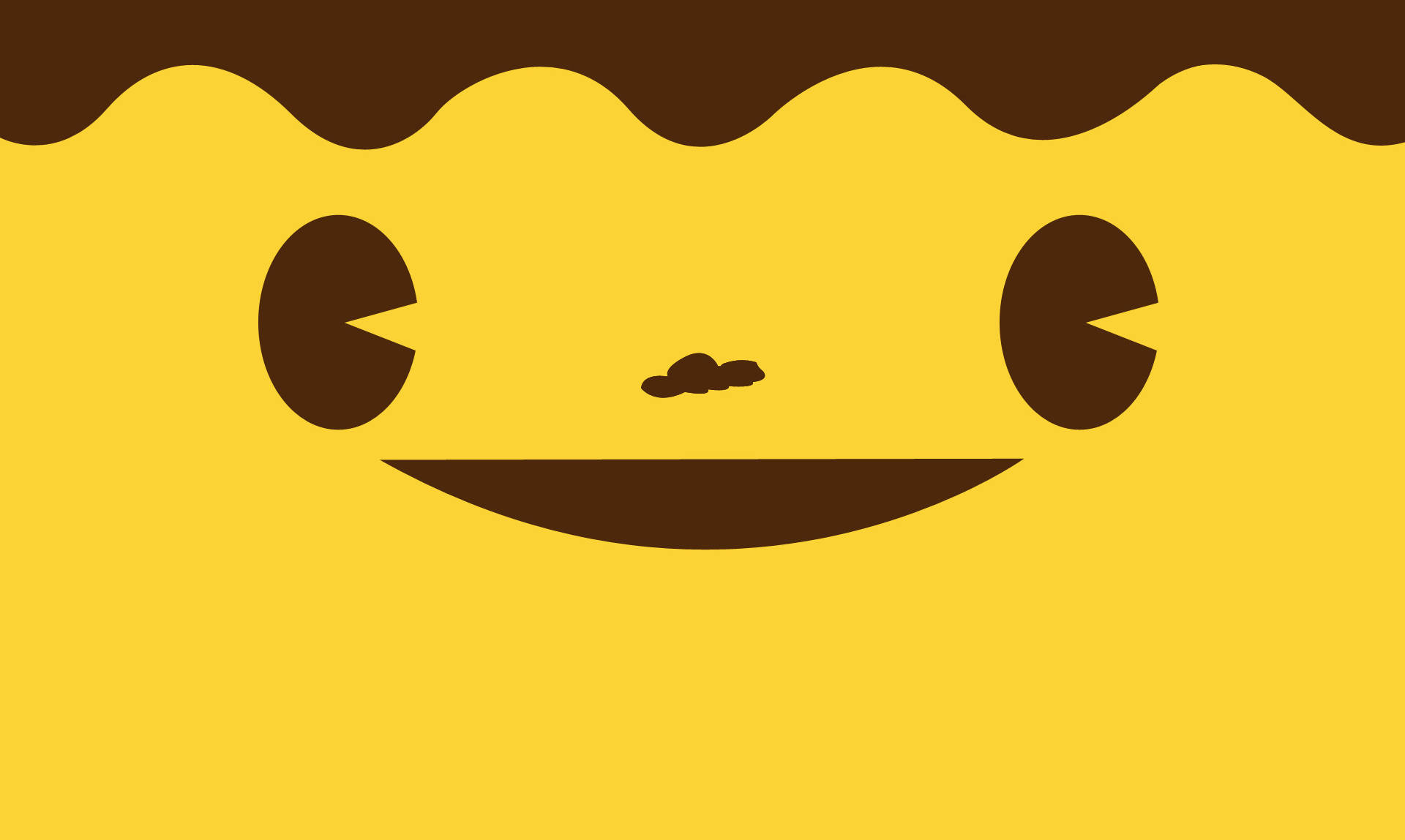 Big smiling pudding meme with happy face, color yellow wallpaper.