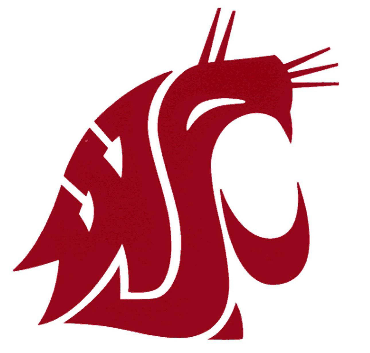 Logotipode Los Cougars Rojos Grandes De La Universidad Estatal De Washington. Fondo de pantalla