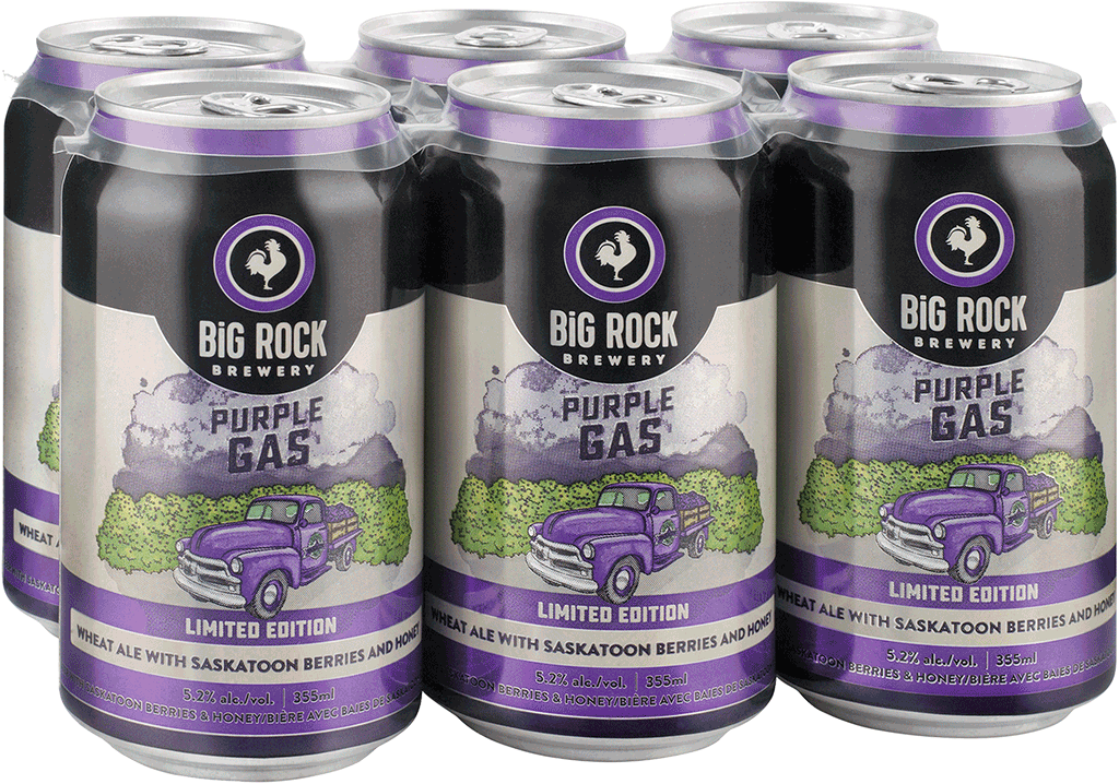 Big Rock Brewery Purple Gas Beer Cans PNG