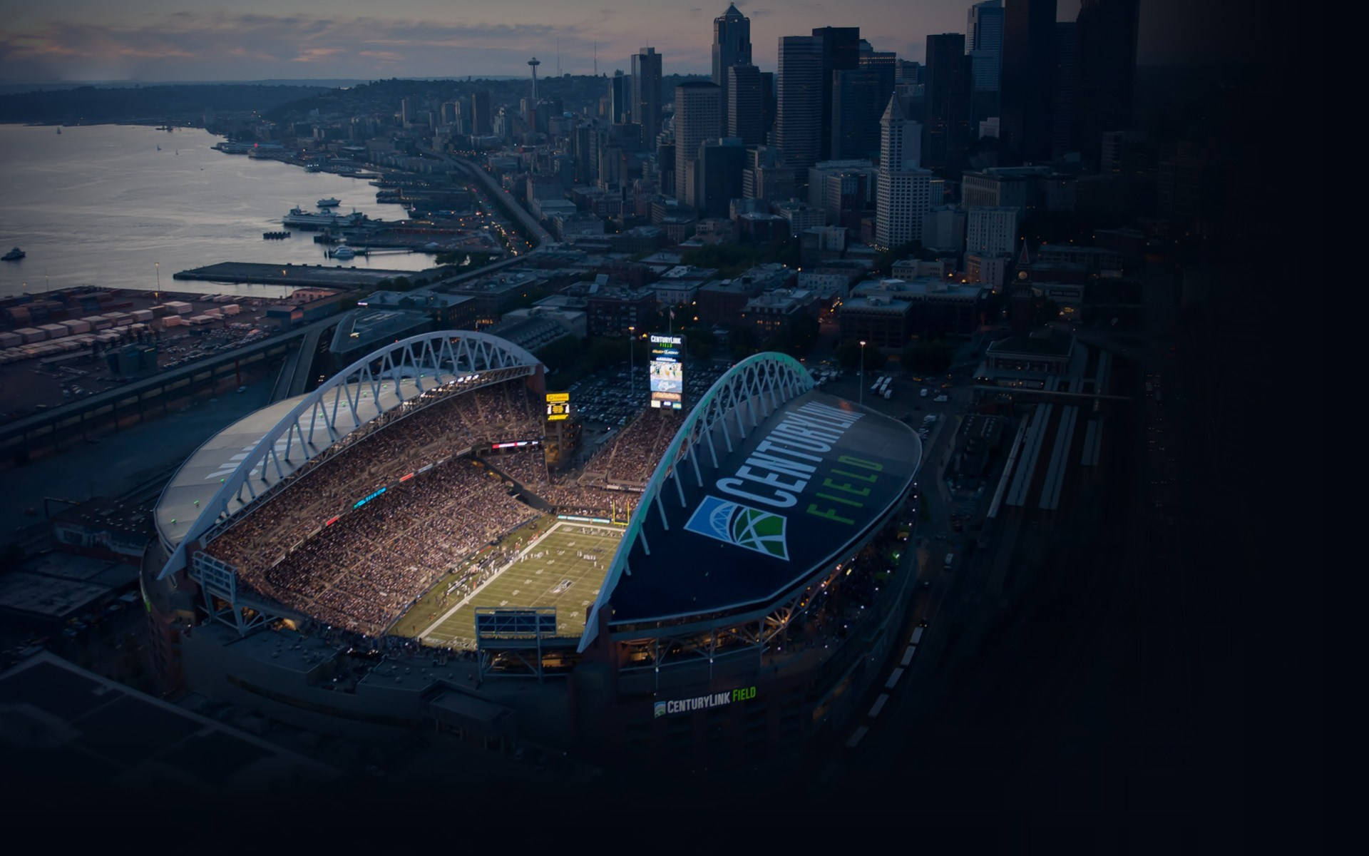 Stunning Aerial View of a Grand Stadium in Seattle Wallpaper