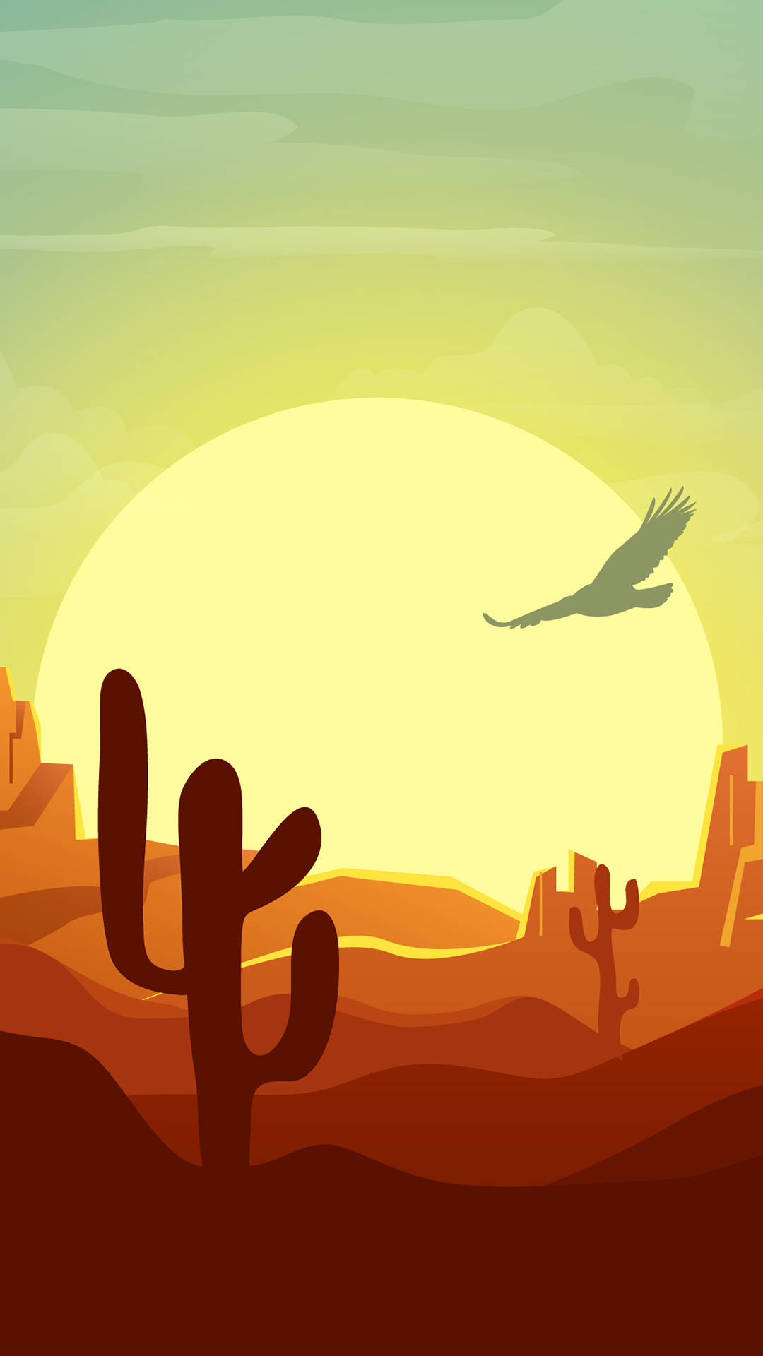 Big Sunrise In Arizona Desert Wallpaper