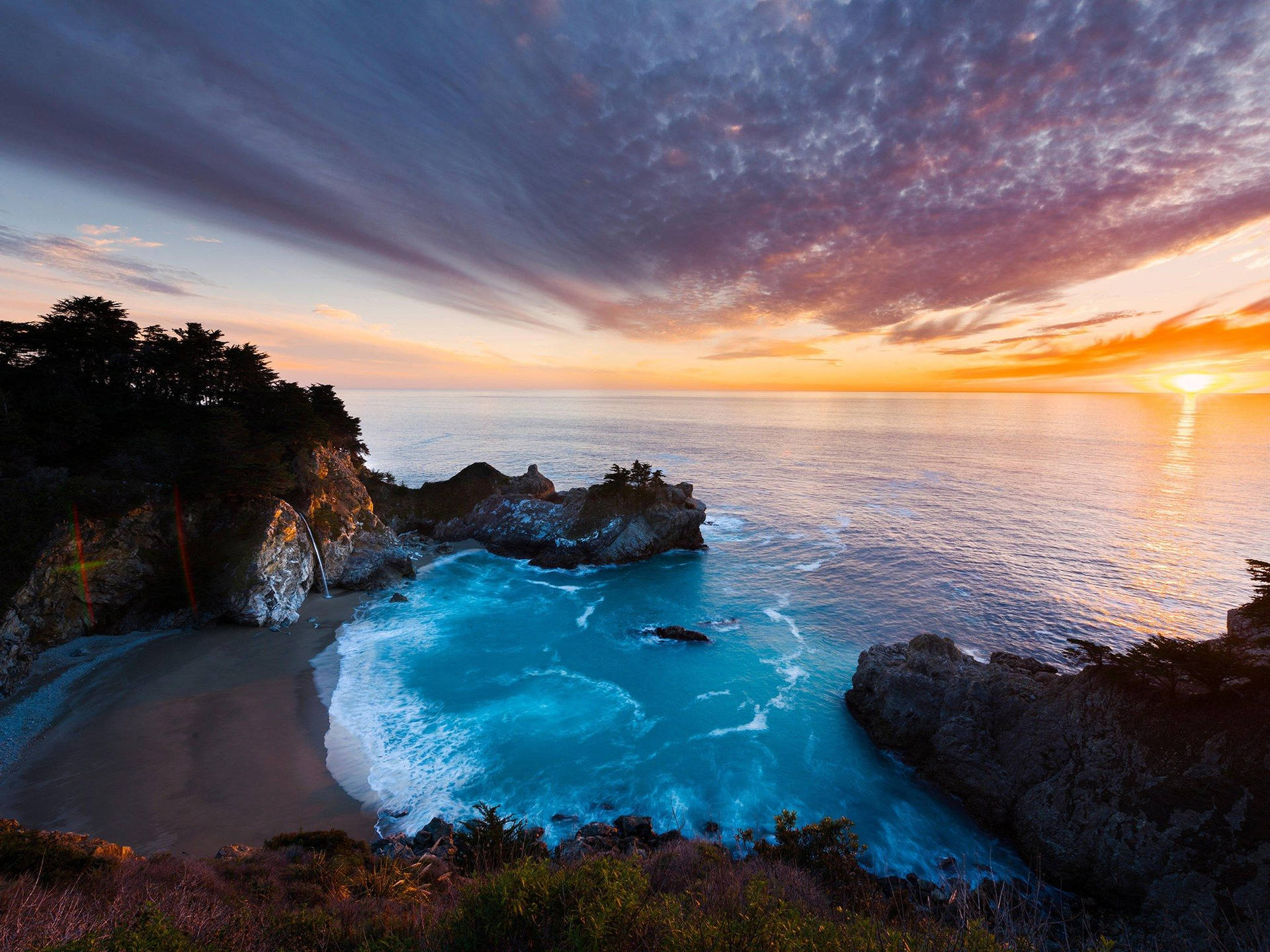 Big Sur Clouds And Sunset Background