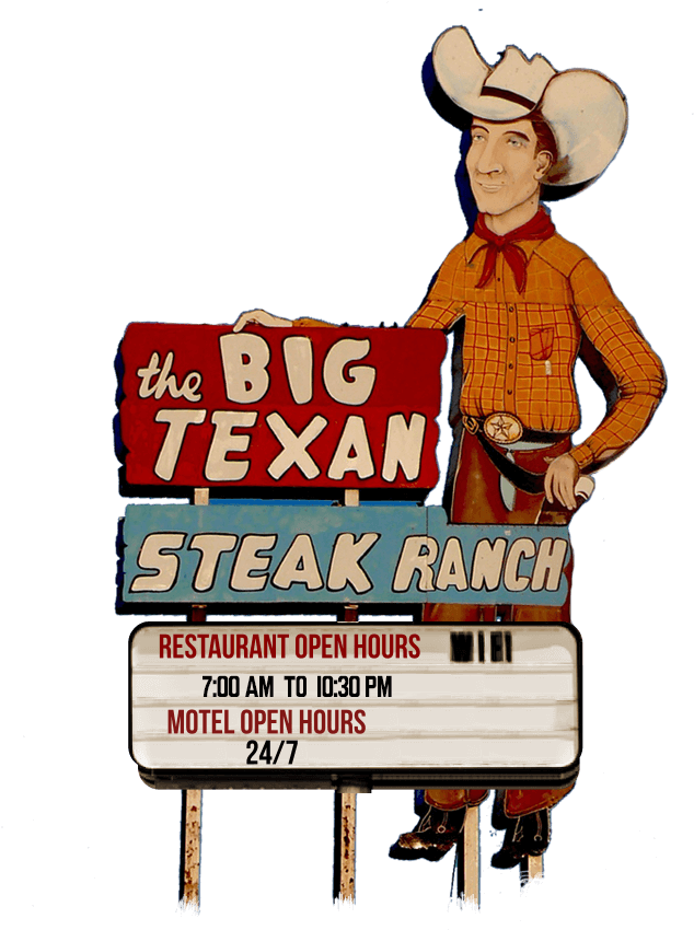 Big Texan Steak Ranch Cowboy Sign PNG