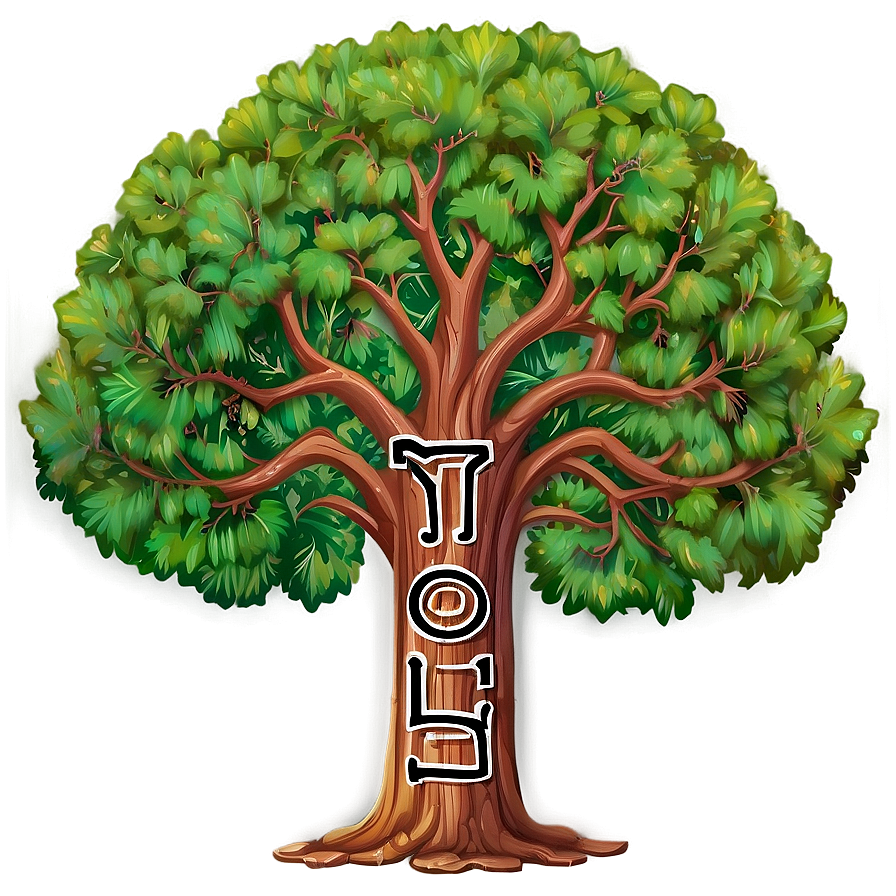 Big Tree With Carved Initials Png 06262024 PNG