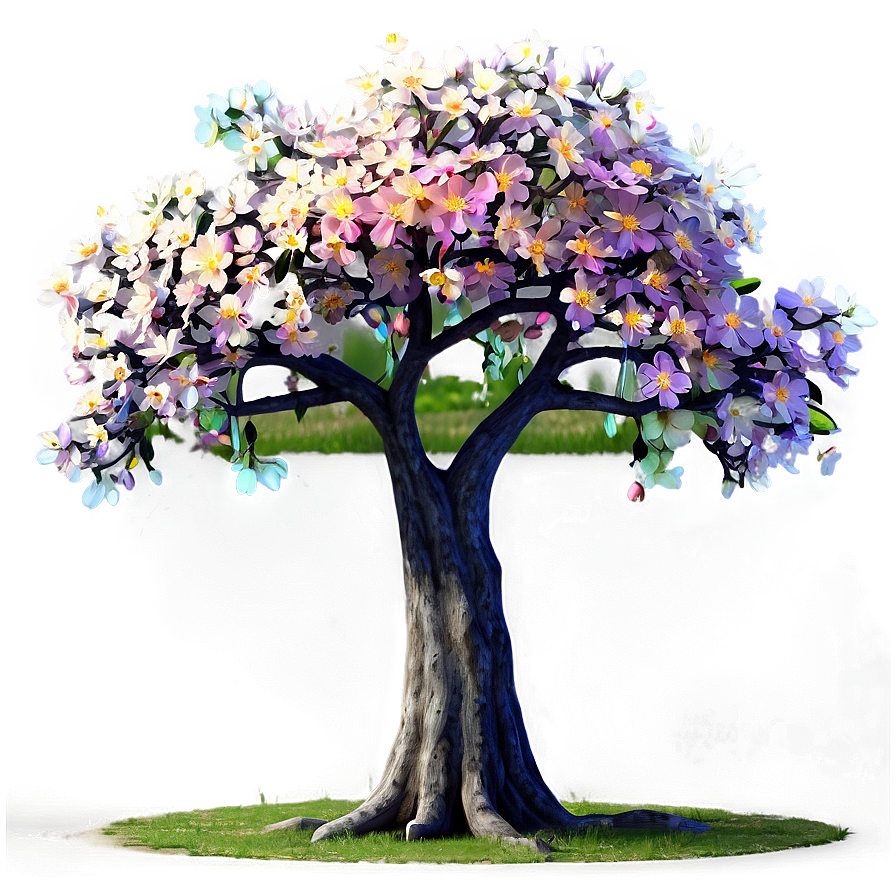 Big Tree With Colorful Flowers Png 06262024 PNG