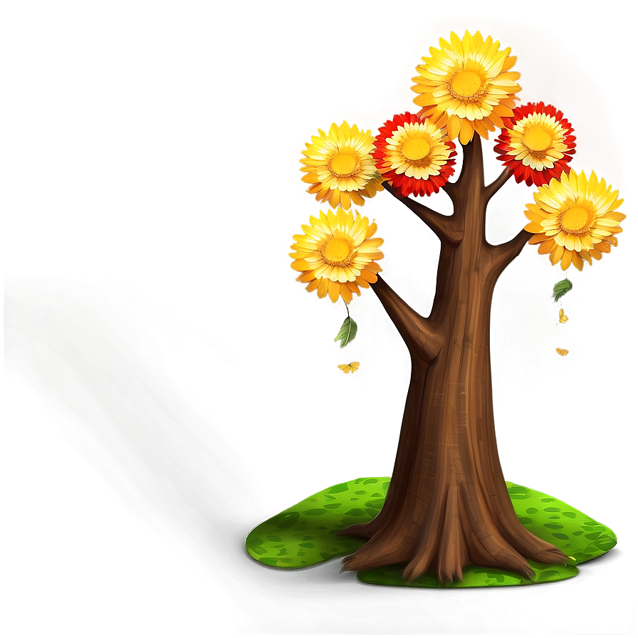 Big Tree With Colorful Flowers Png Exi PNG