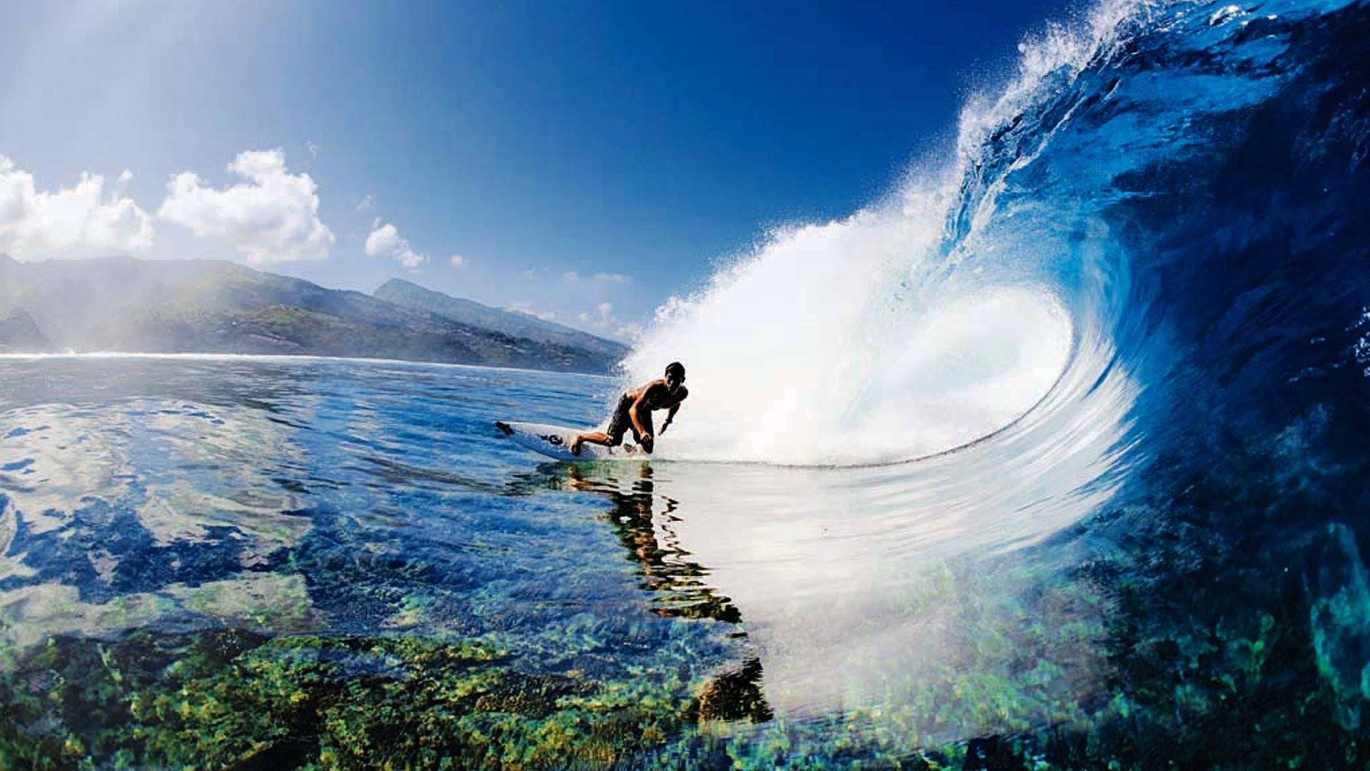 Big Wave Surfer HD Sports Væg Tapet Wallpaper