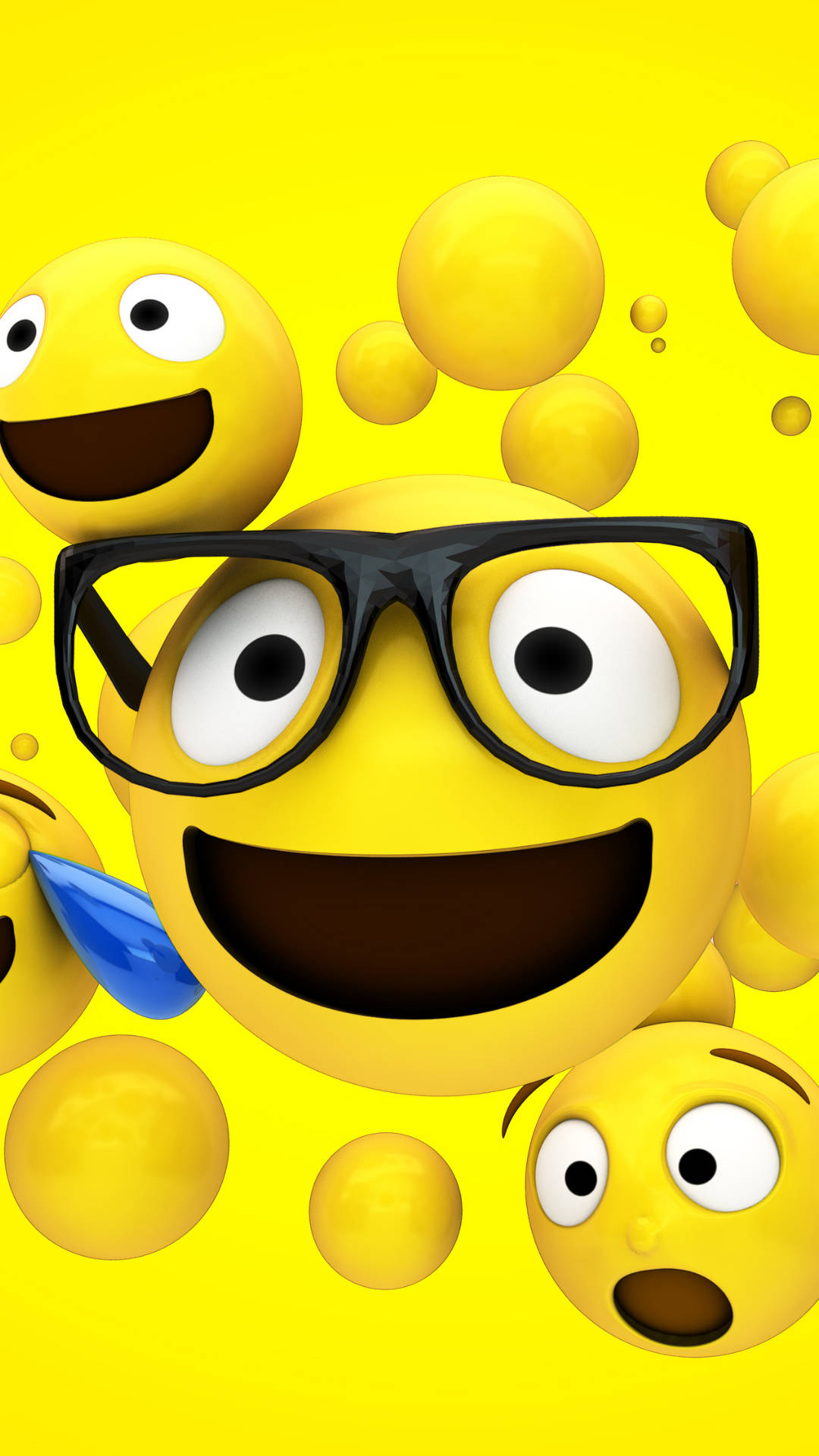 Download Big Yellow Nerd Emoji Wallpaper 