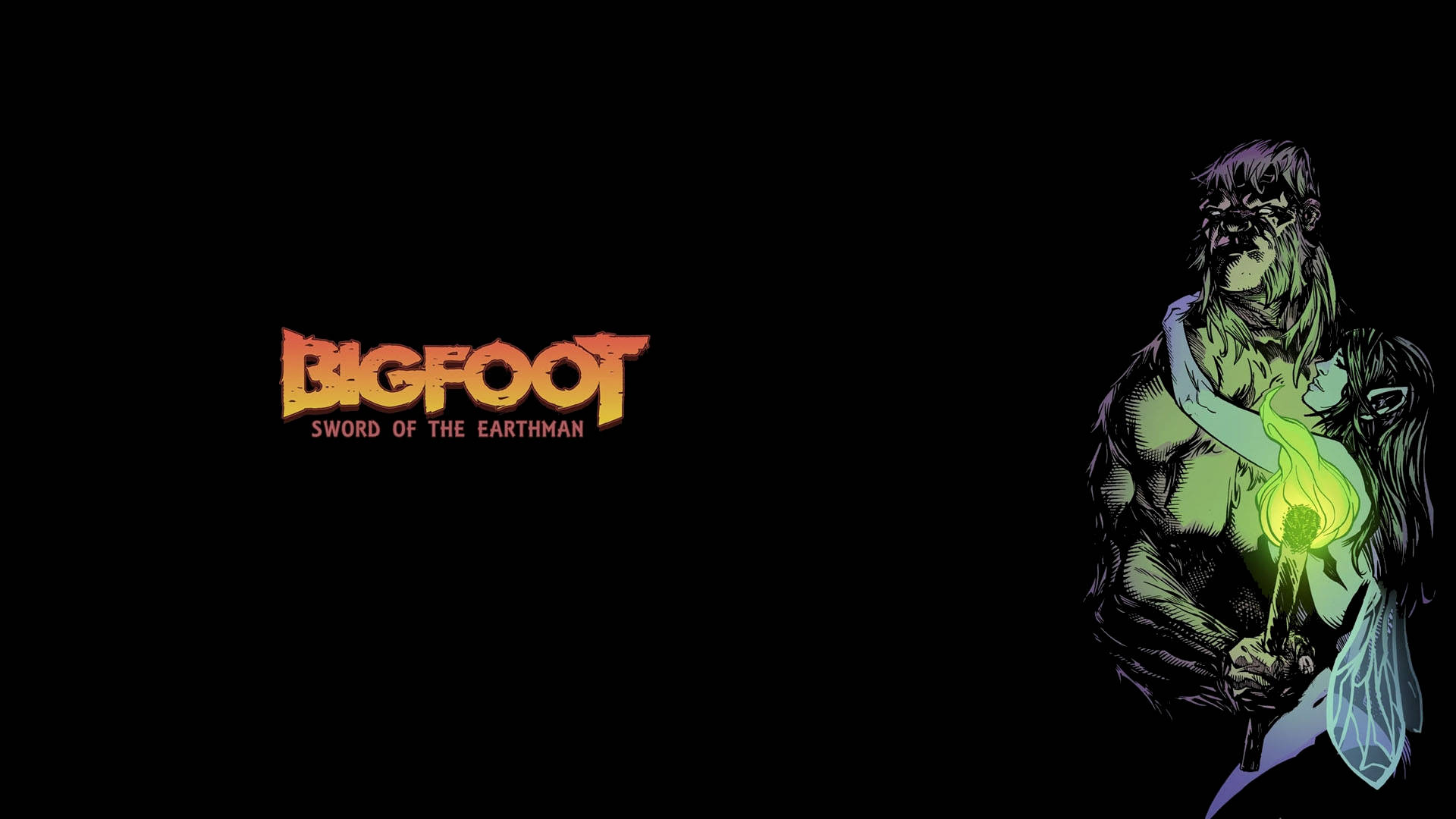 Bigfoot - en mand med et grønt lys i mørket Wallpaper