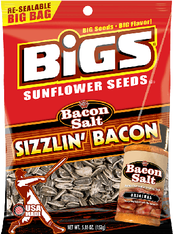 Bigs Sunflower Seeds Sizzlin Bacon Flavor Package PNG