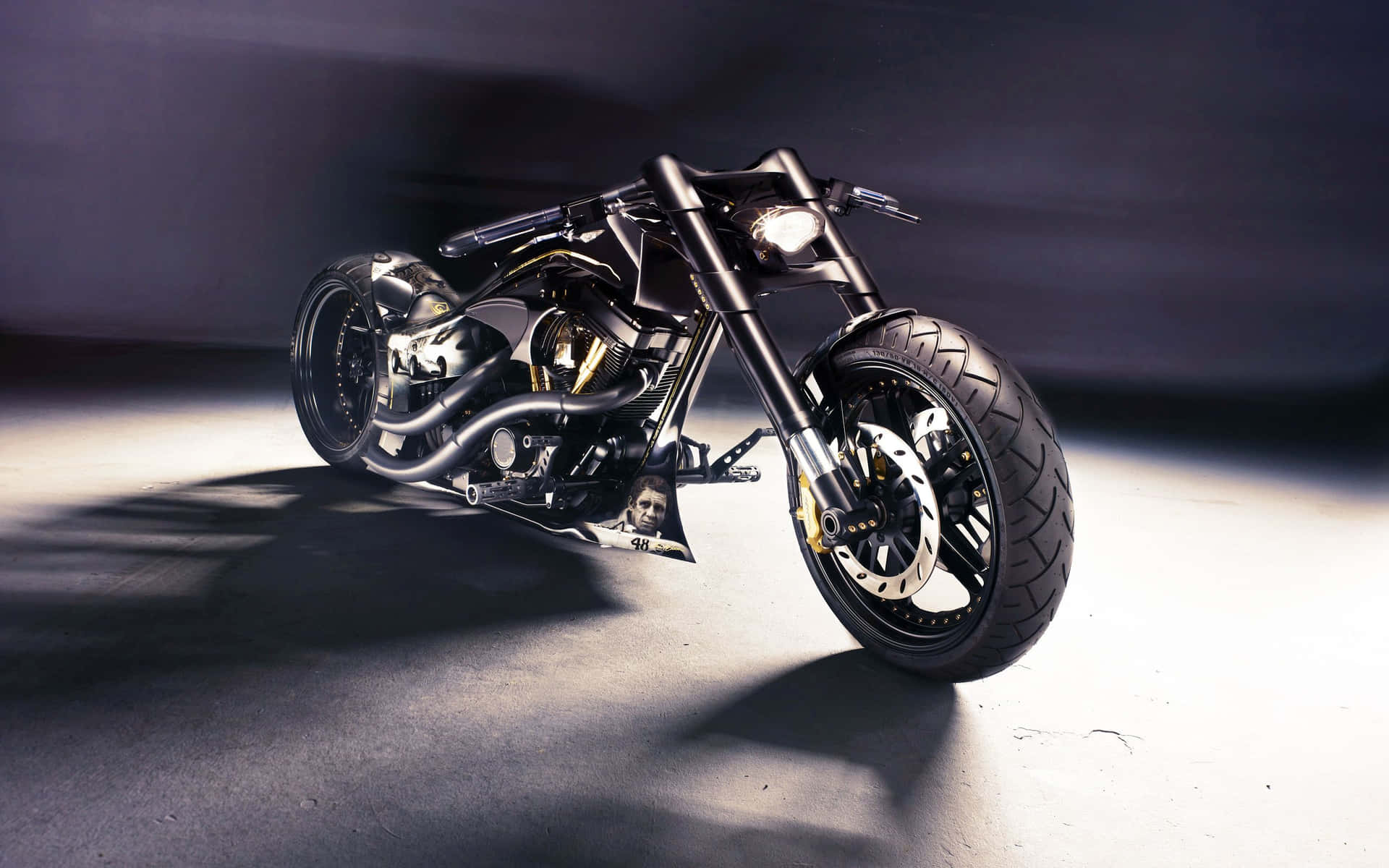 Fondode Pantalla Genial De Una Motocicleta Harley Davidson Completamente Negra