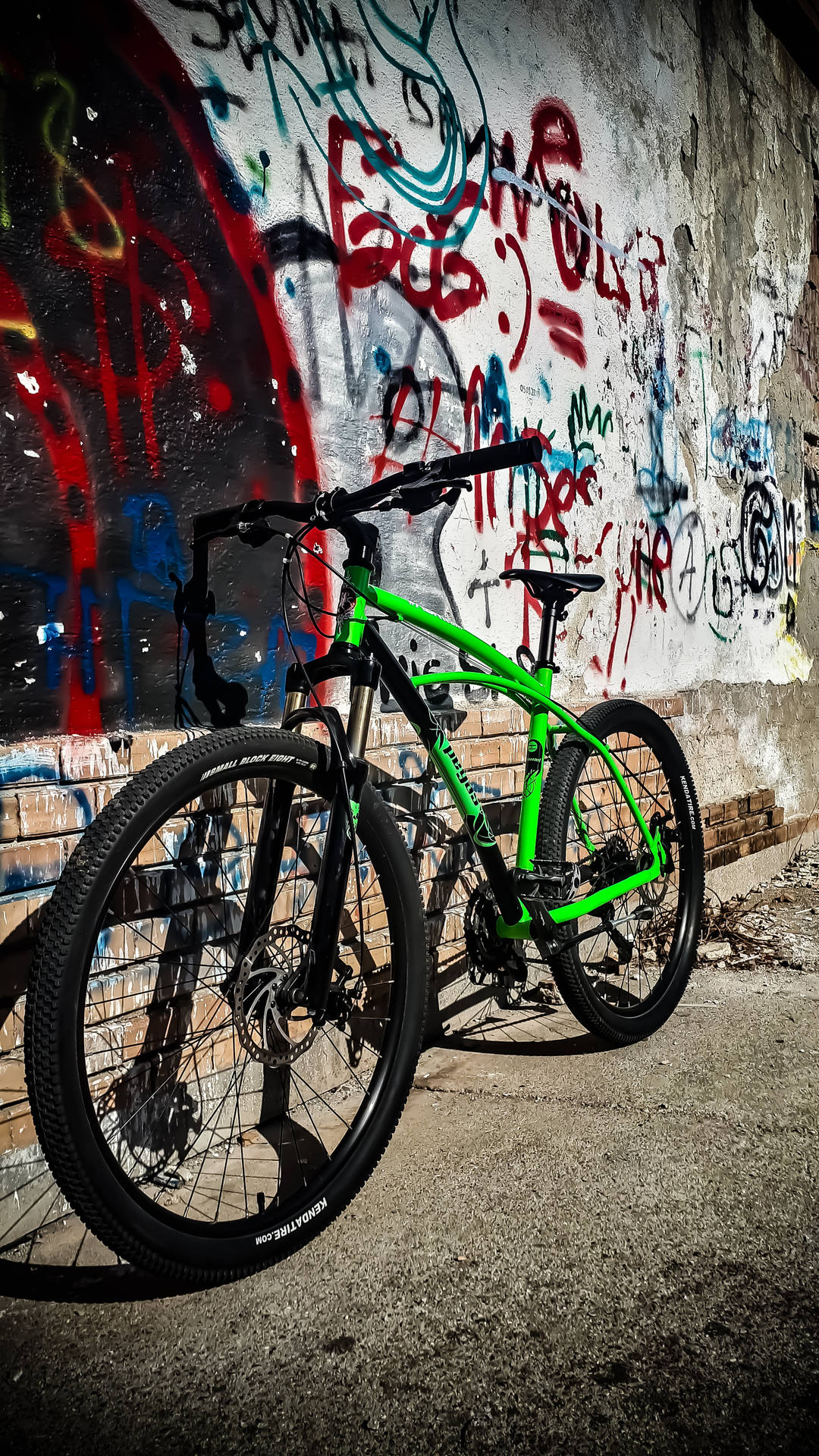 Bike Beside A Wall Graffiti Iphone Wallpaper