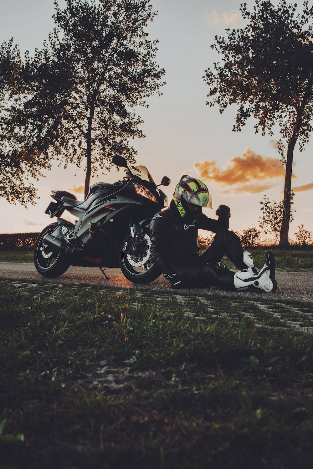 Bike Lover On A Dramatic Sunset