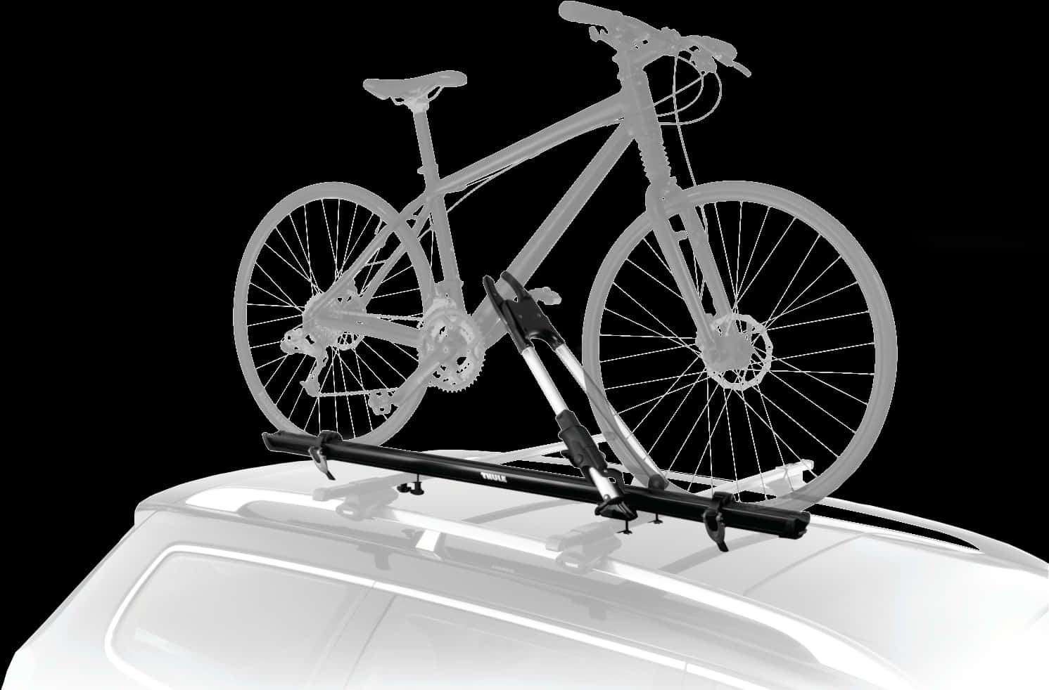 Bike Mountedon Car Roof Rack PNG