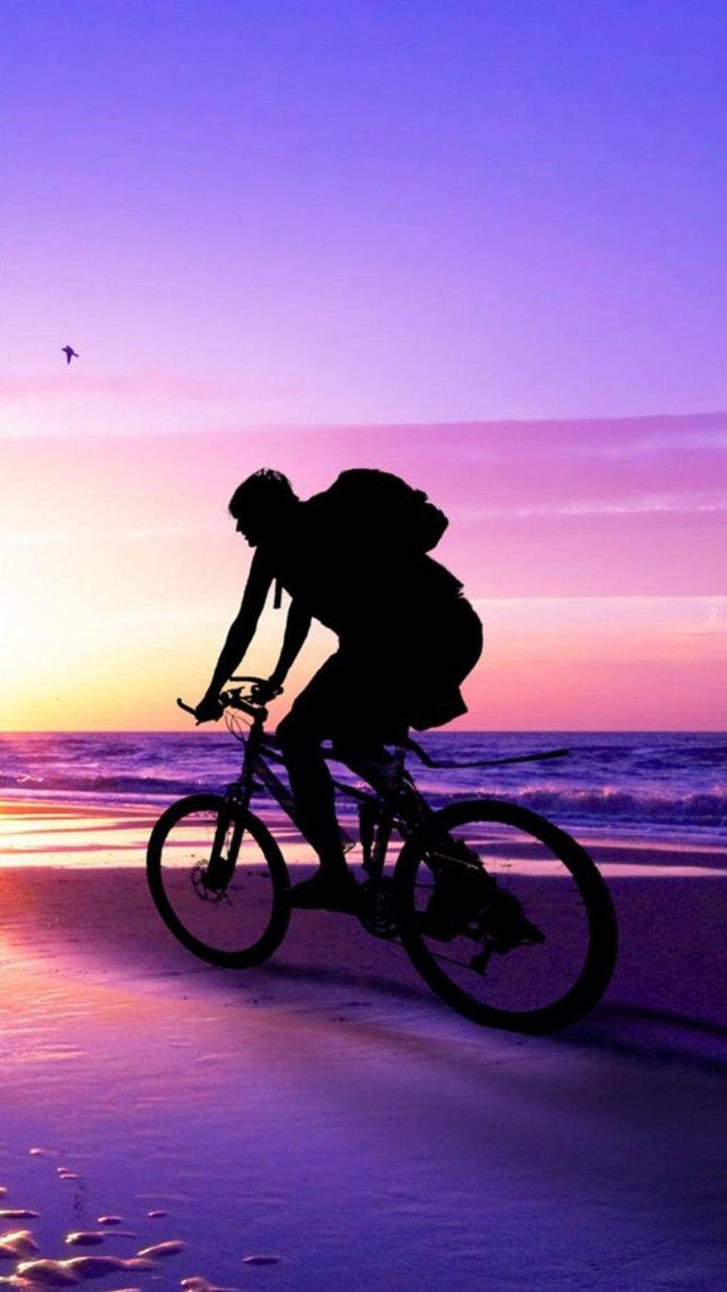 Bike Ride On Beach Background