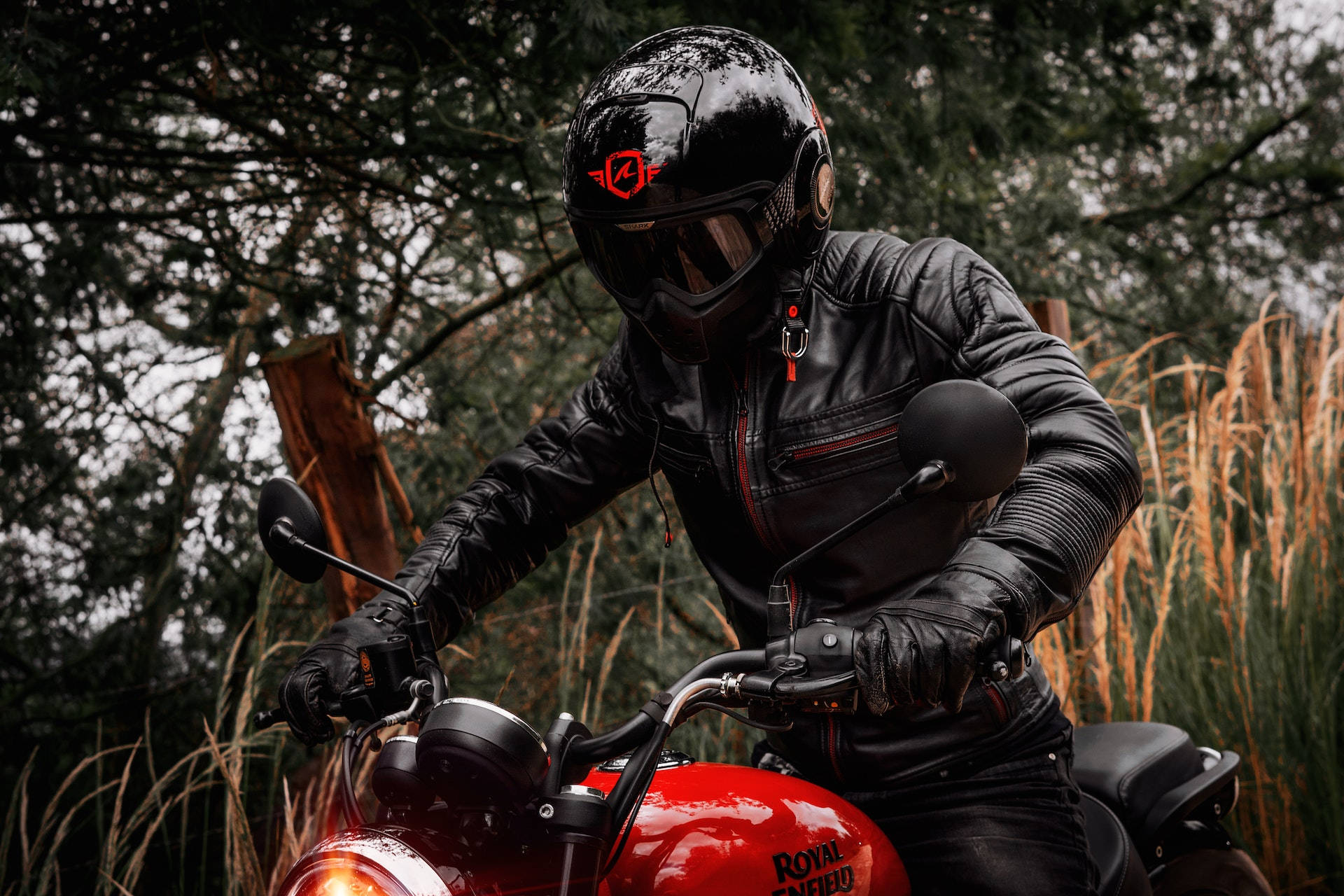 Bike Rider In Black And Red Wallpaper