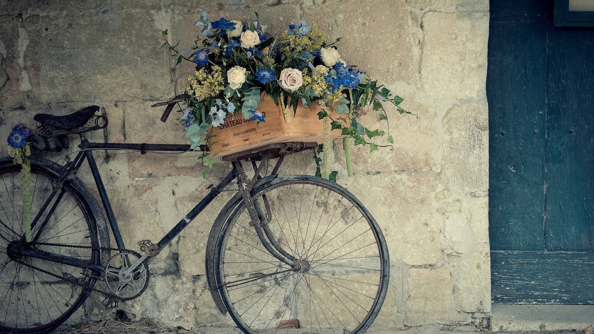 Bike With Flower Desktop Wallpaper