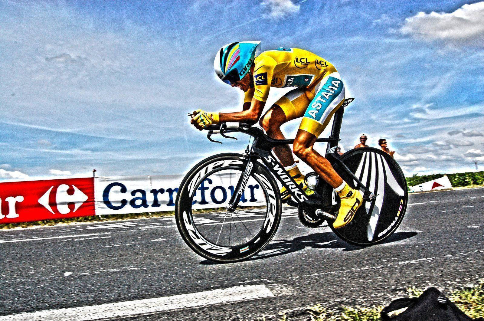 Biker In Tour De France Race Background