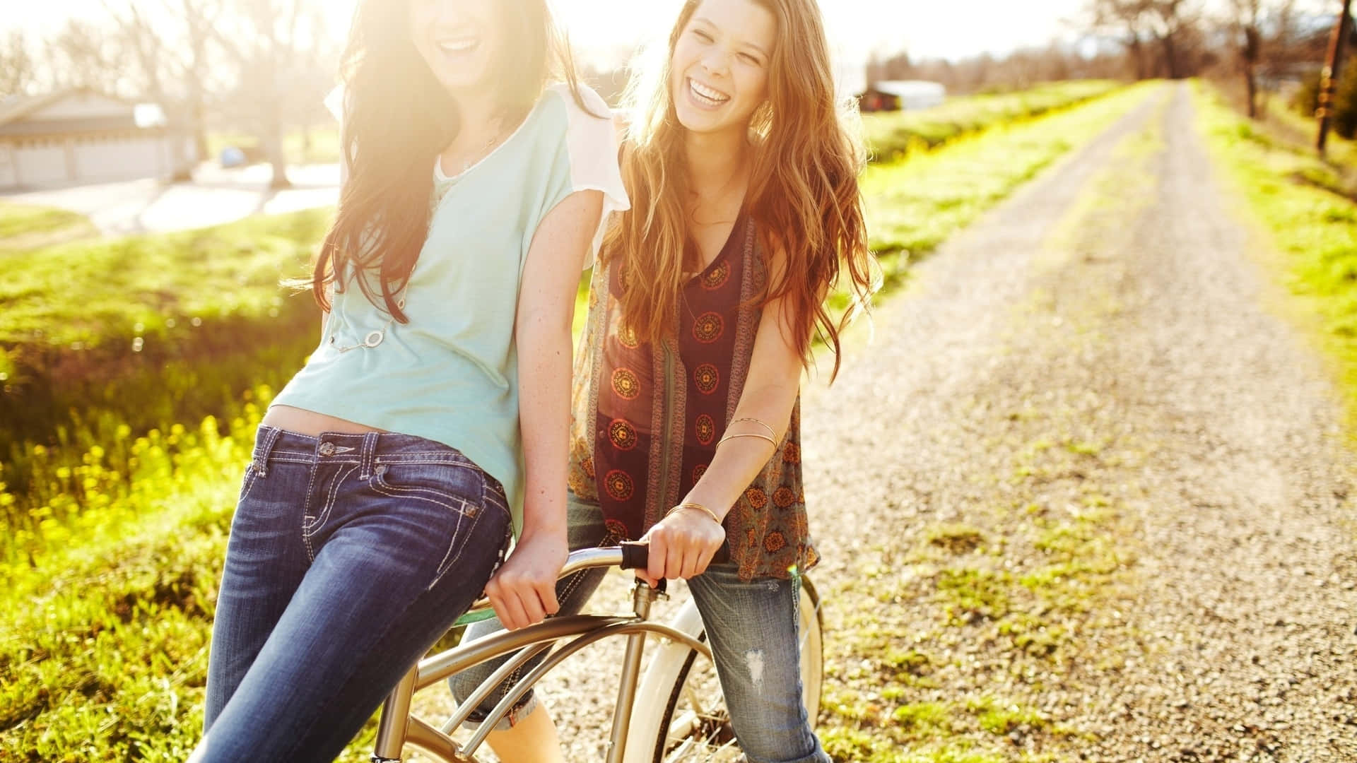 Biking Best Girlfriends Wallpaper