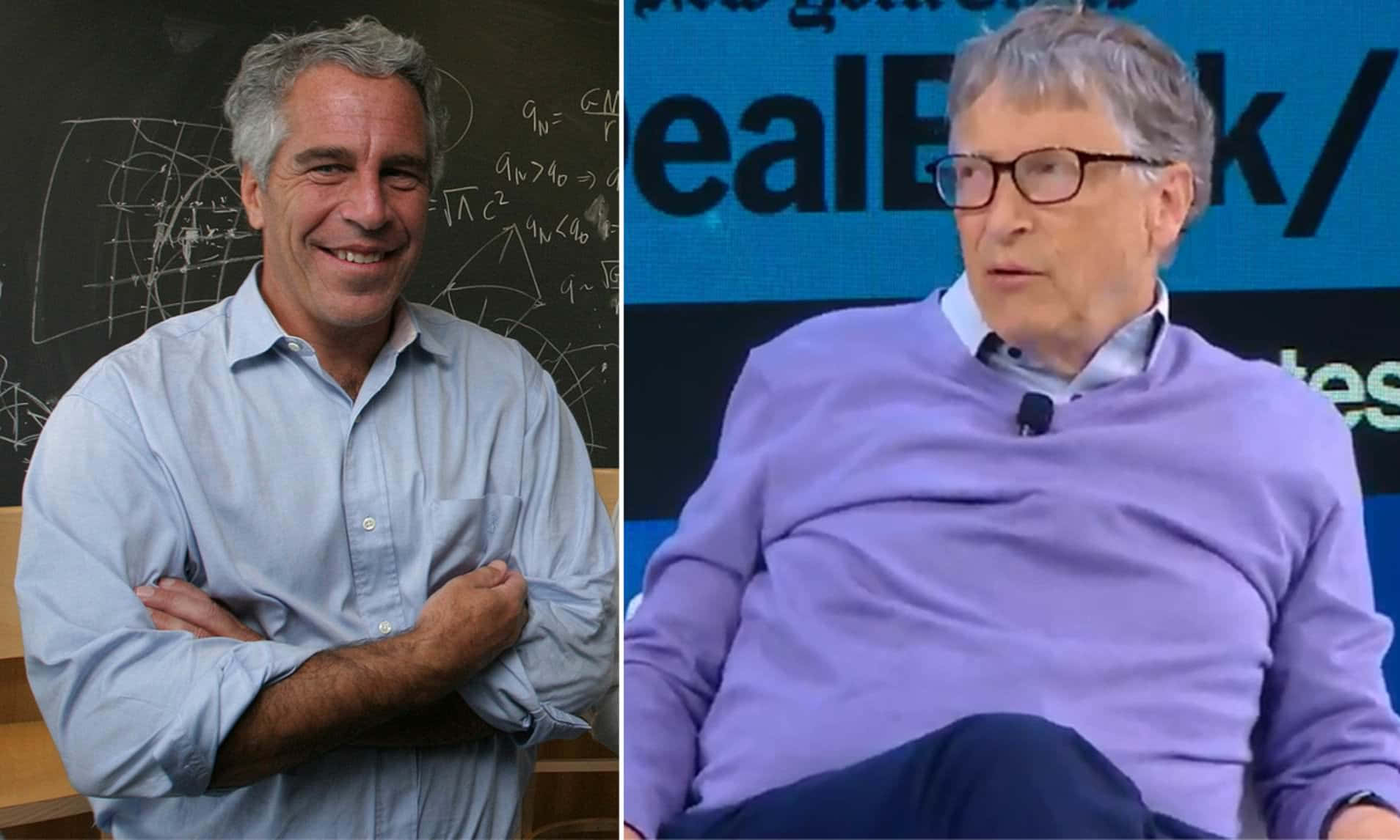 Bill Gates and Jeffrey Epstein posing together.