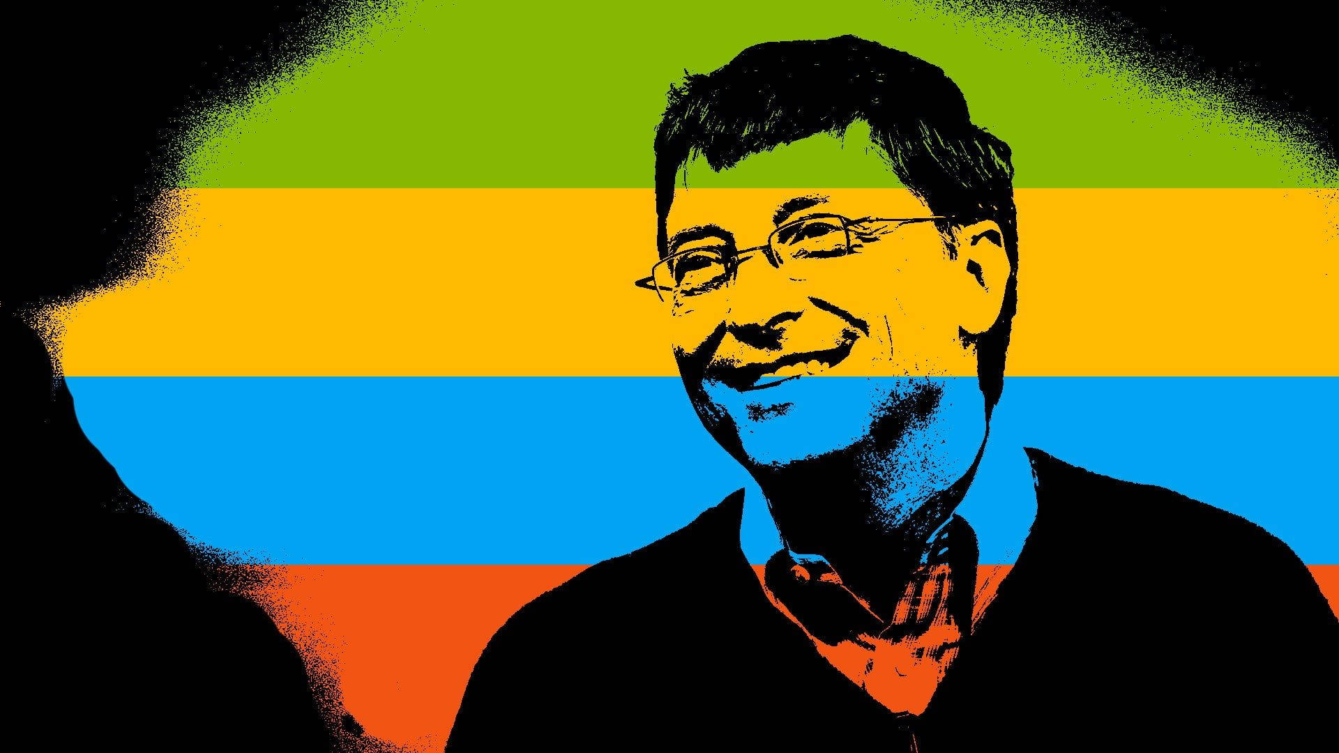Fundode Tela Multi-colorido Da Pintura De Bill Gates. Papel de Parede