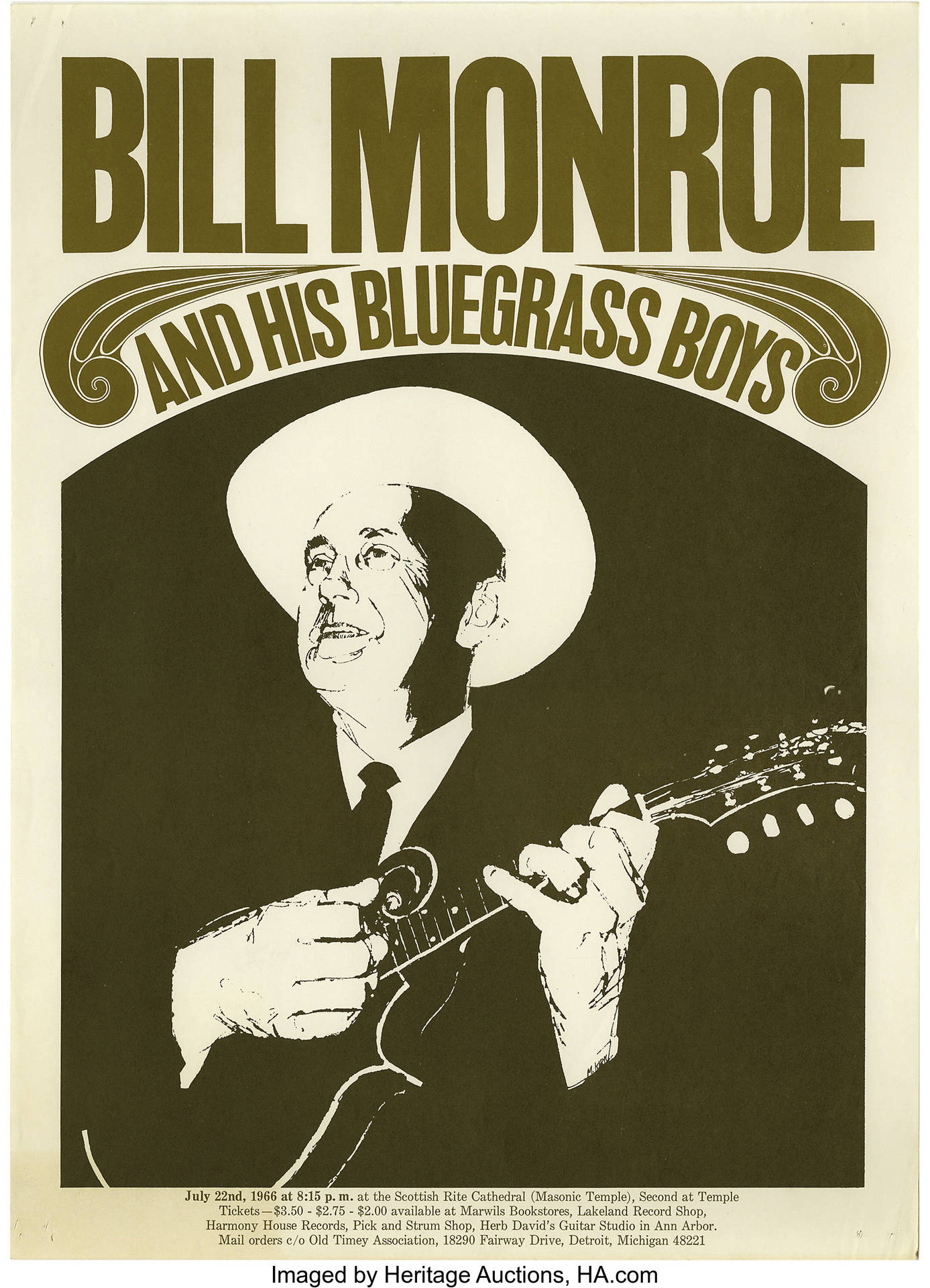 Bill Monroe Og Hans Bluegrass Boys Koncert 1966 Plakat Wallpaper
