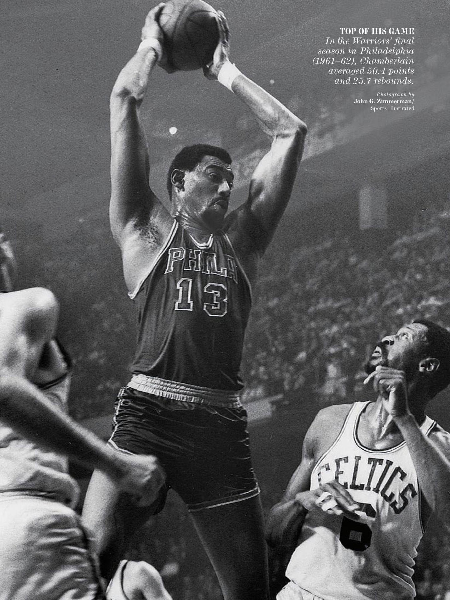Bill Russell Boston Celtics Dunker Øjeblikket Wallpaper