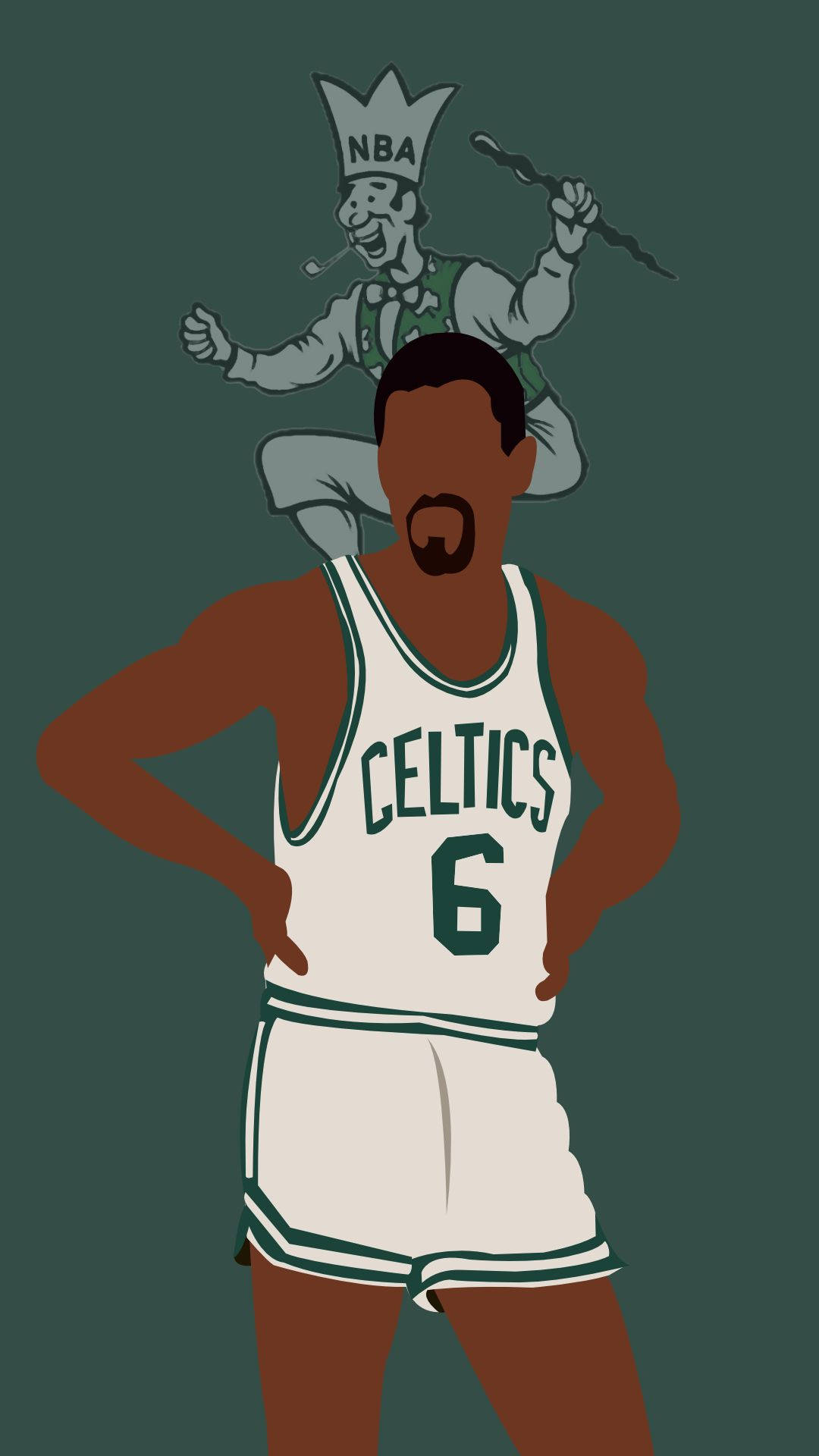 Bill Russell Boston Celtics Painted Picture Tapet Wallpaper
