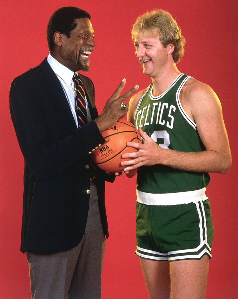 Jugadorbill Russell Larry Bird De Los Boston Celtics Fondo de pantalla