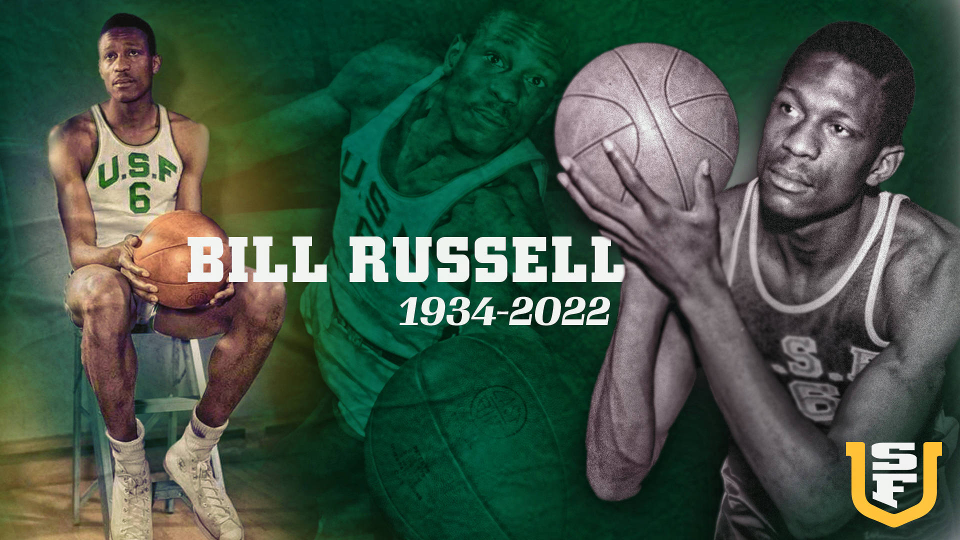 Retratoconmemorativo De Bill Russell En La Usf. Fondo de pantalla