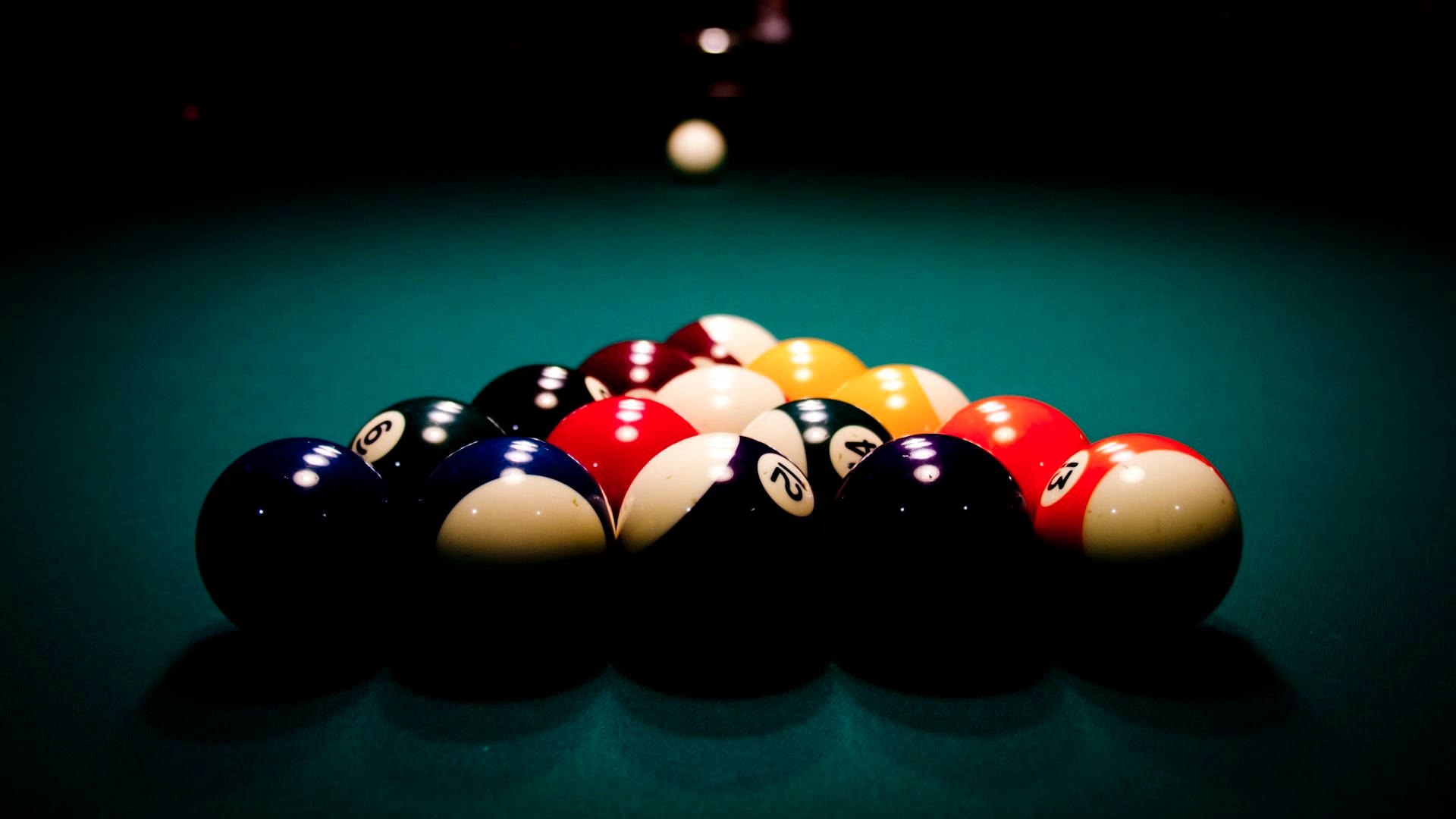 Billiards Balls On Pool Table Shadows Wallpaper