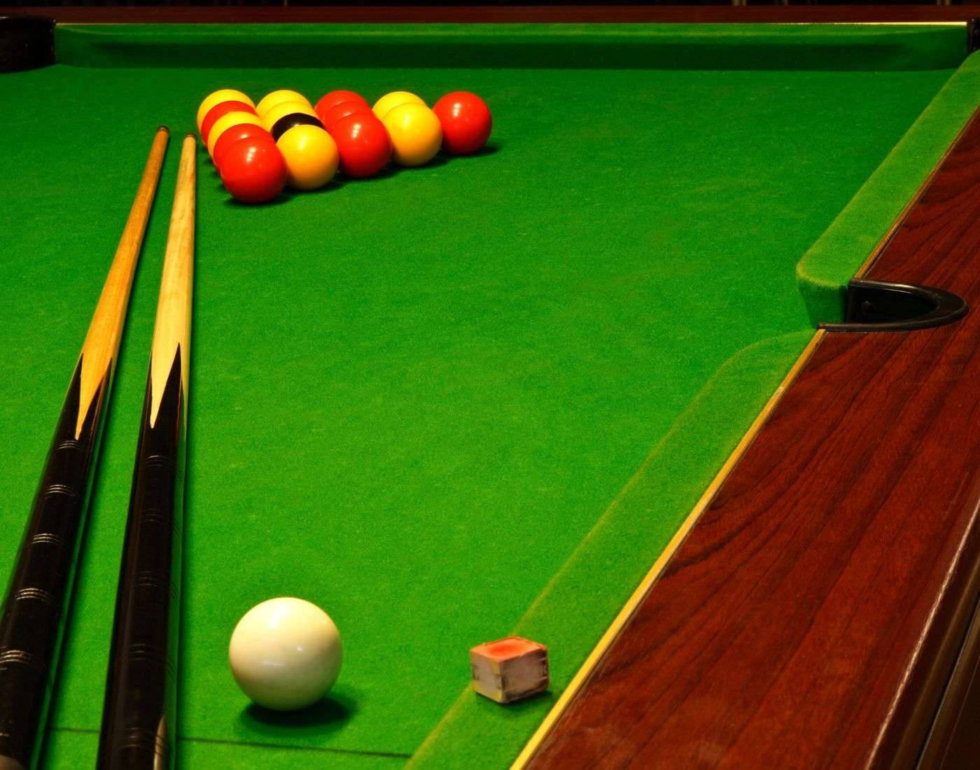 Billiards Pool Sticks And Balls On Pool Table Wallpaper