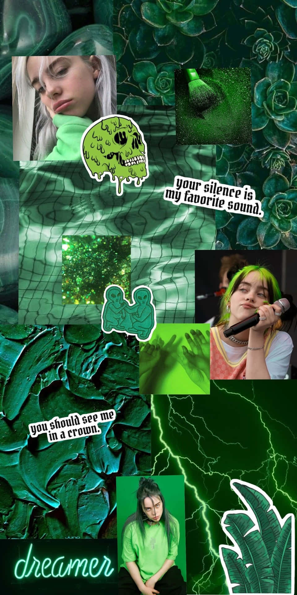 Billie Eilish green aesthetic wallpaper by juli3569 on DeviantArt