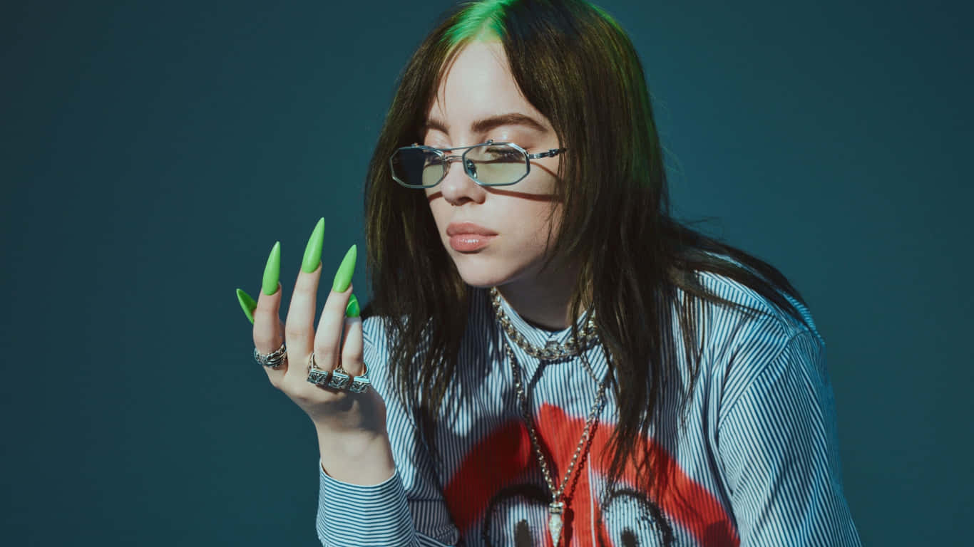 Laptop ready for a Billie Eilish song-writing session Wallpaper