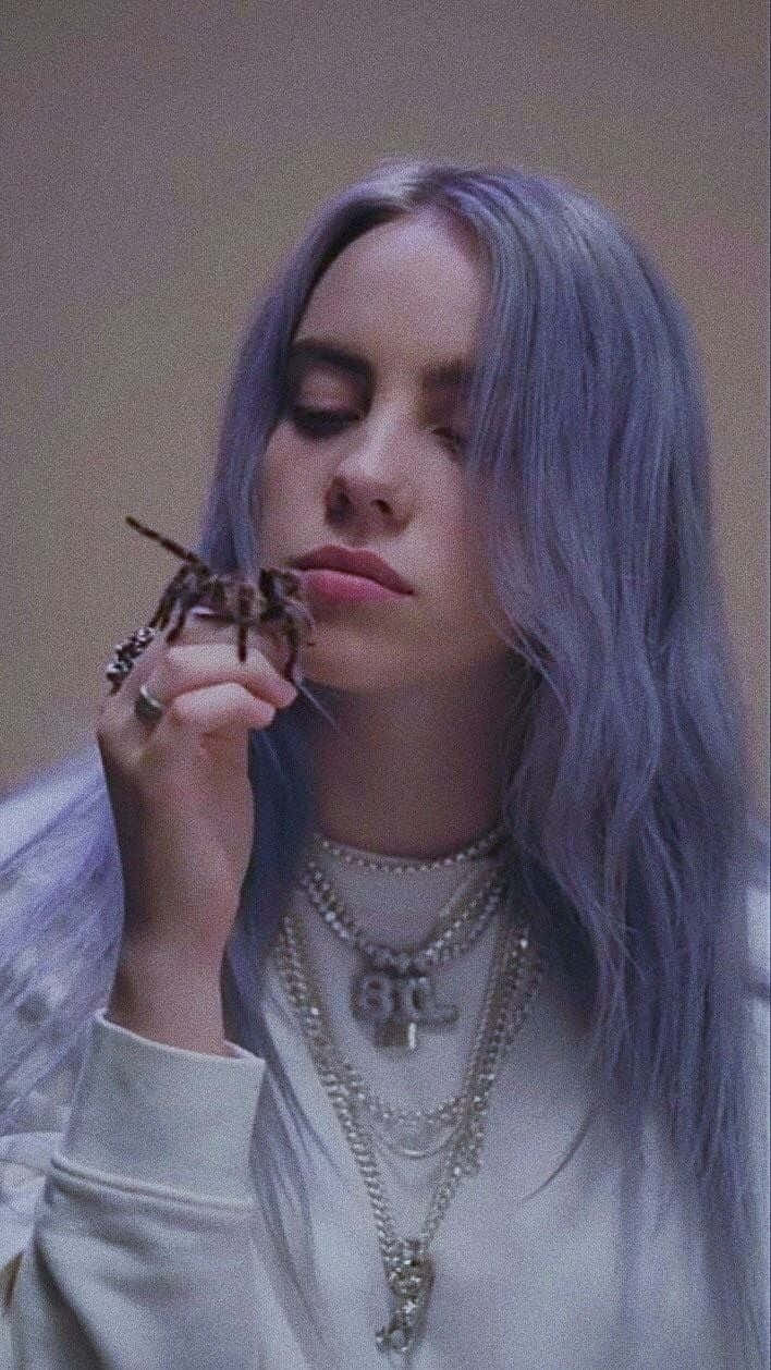 Billie Eilish Purple With A Spider Wallpaper